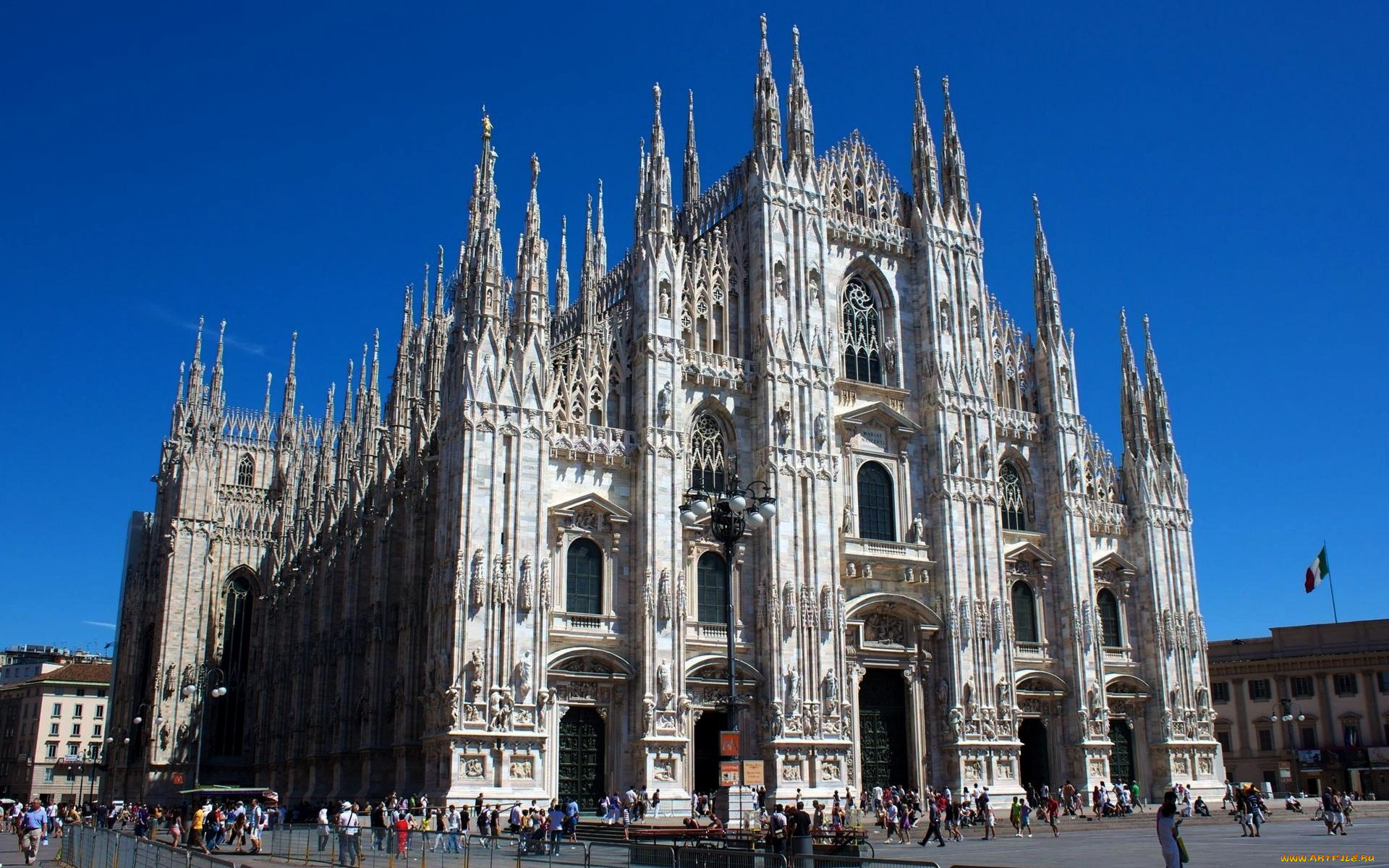 города, милан, , италия, собор