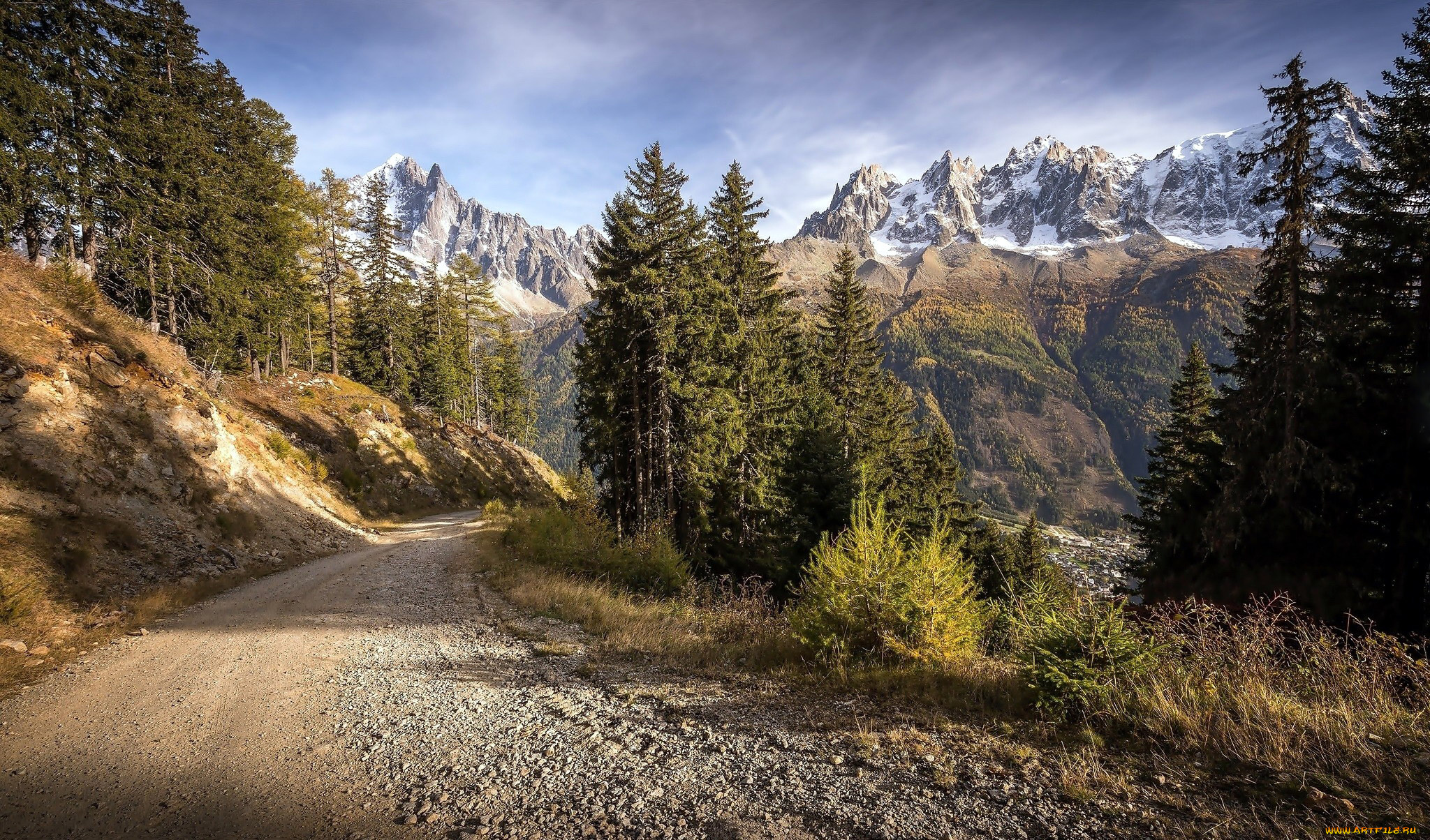 природа, дороги, проселочная, горы, дорога, елки