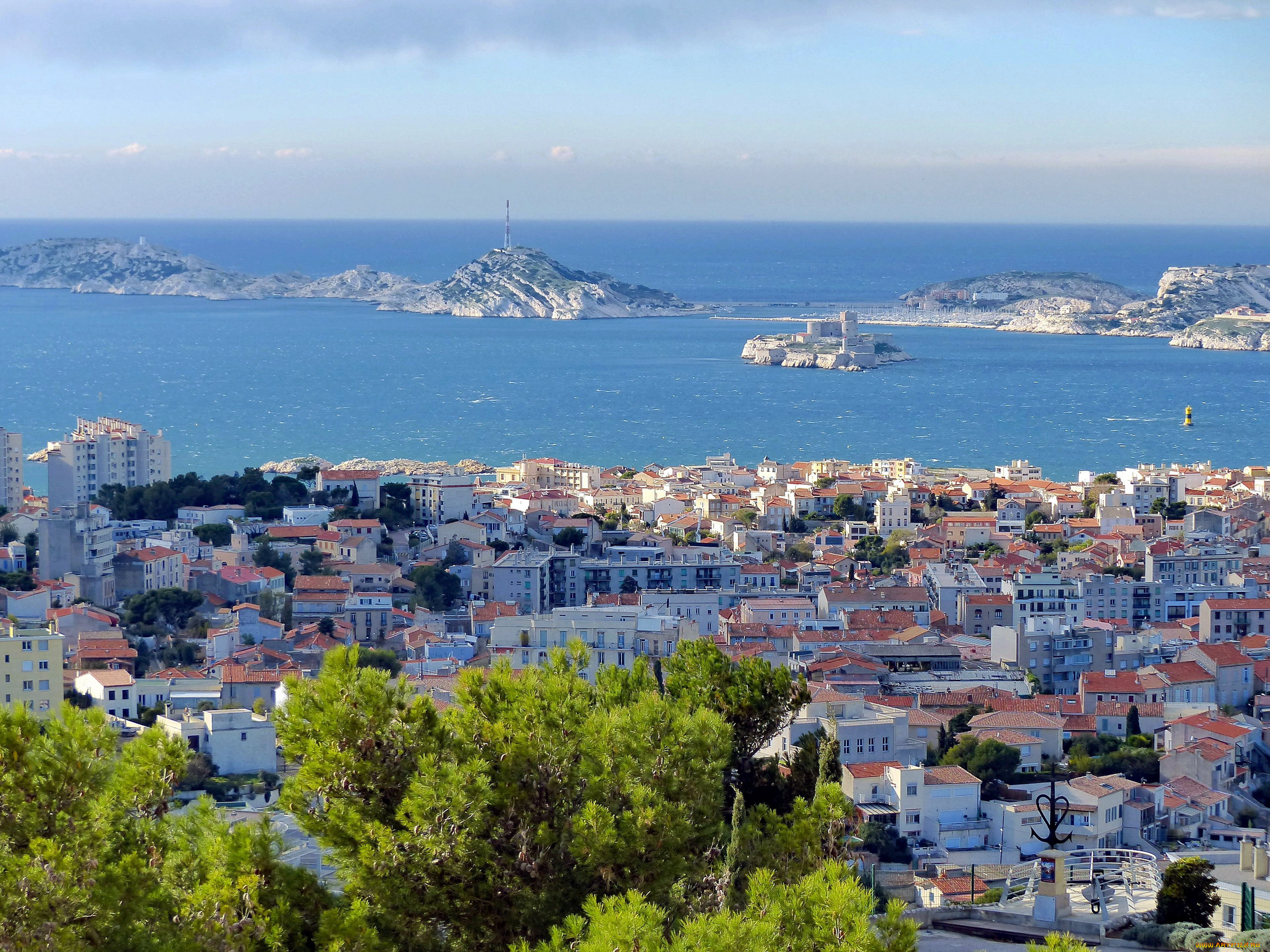 города, марсель, , франция, панорама