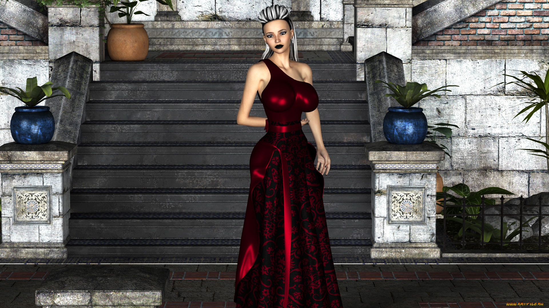 3д, графика, люди, , people, девушка, фон, взгляд, платье