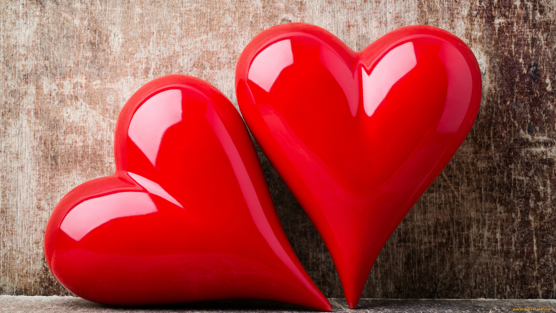 3д, графика, романтика, , romantics, сердца, любовь, валентинки, красные, два, большое, маленькое, графика