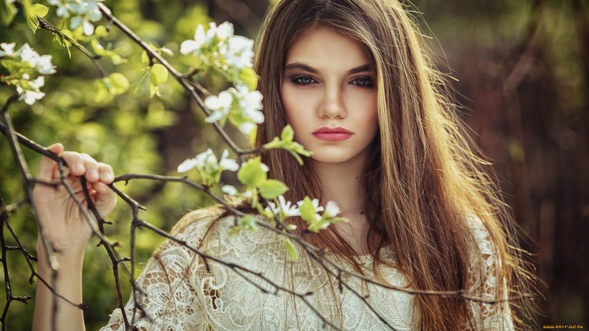 девушки, -, брюнетки, , шатенки, весна, цветение