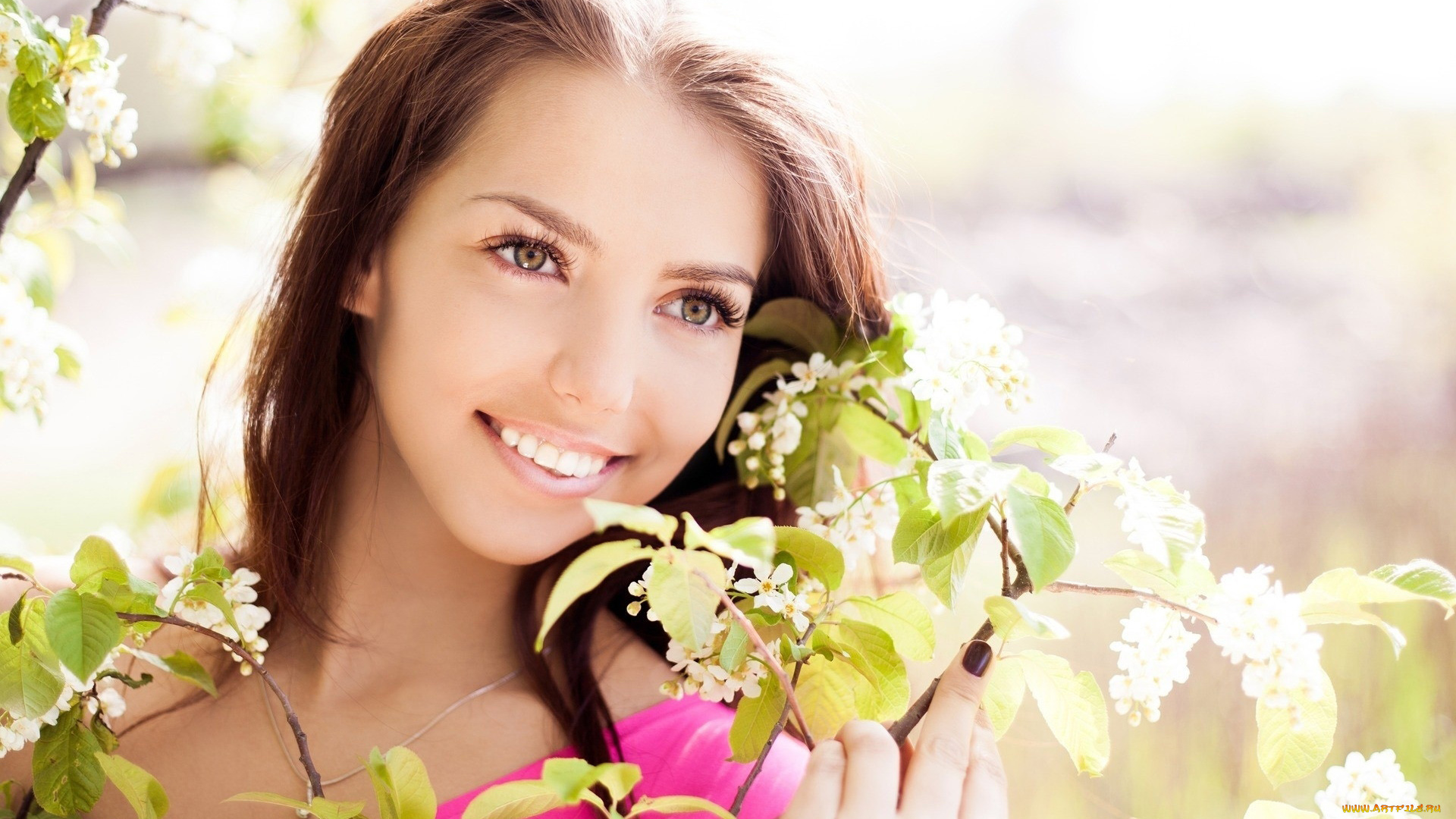 девушки, -, лица, , портреты, весна, черемуха