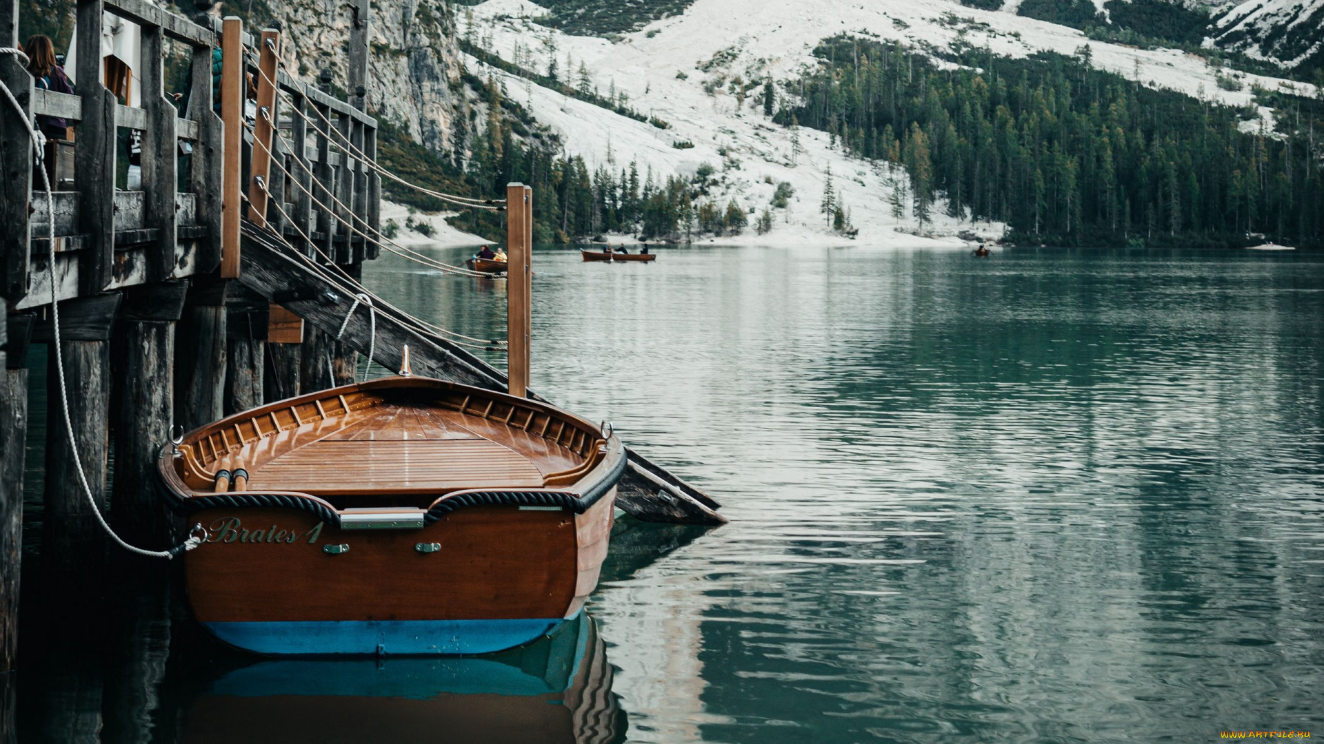 корабли, лодки, , шлюпки, горы, лодка, озеро, снег