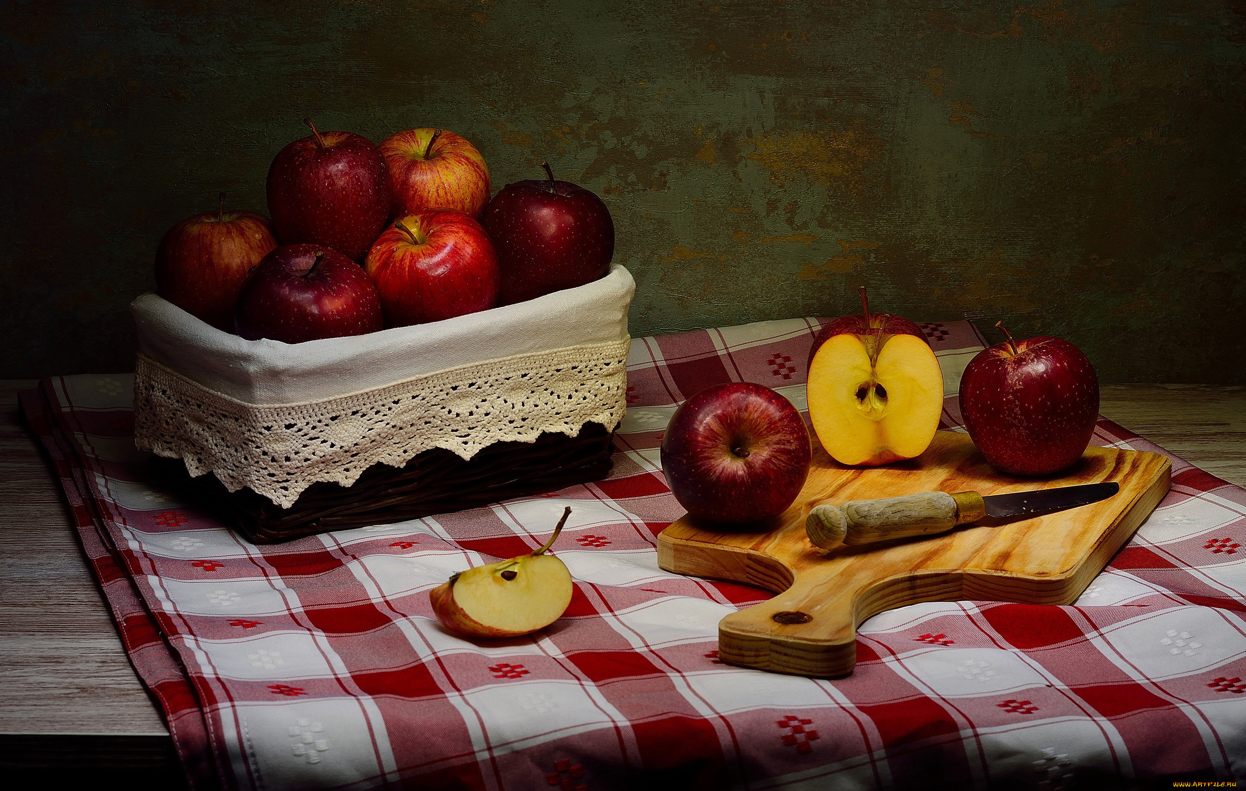 еда, яблоки, краснобокие