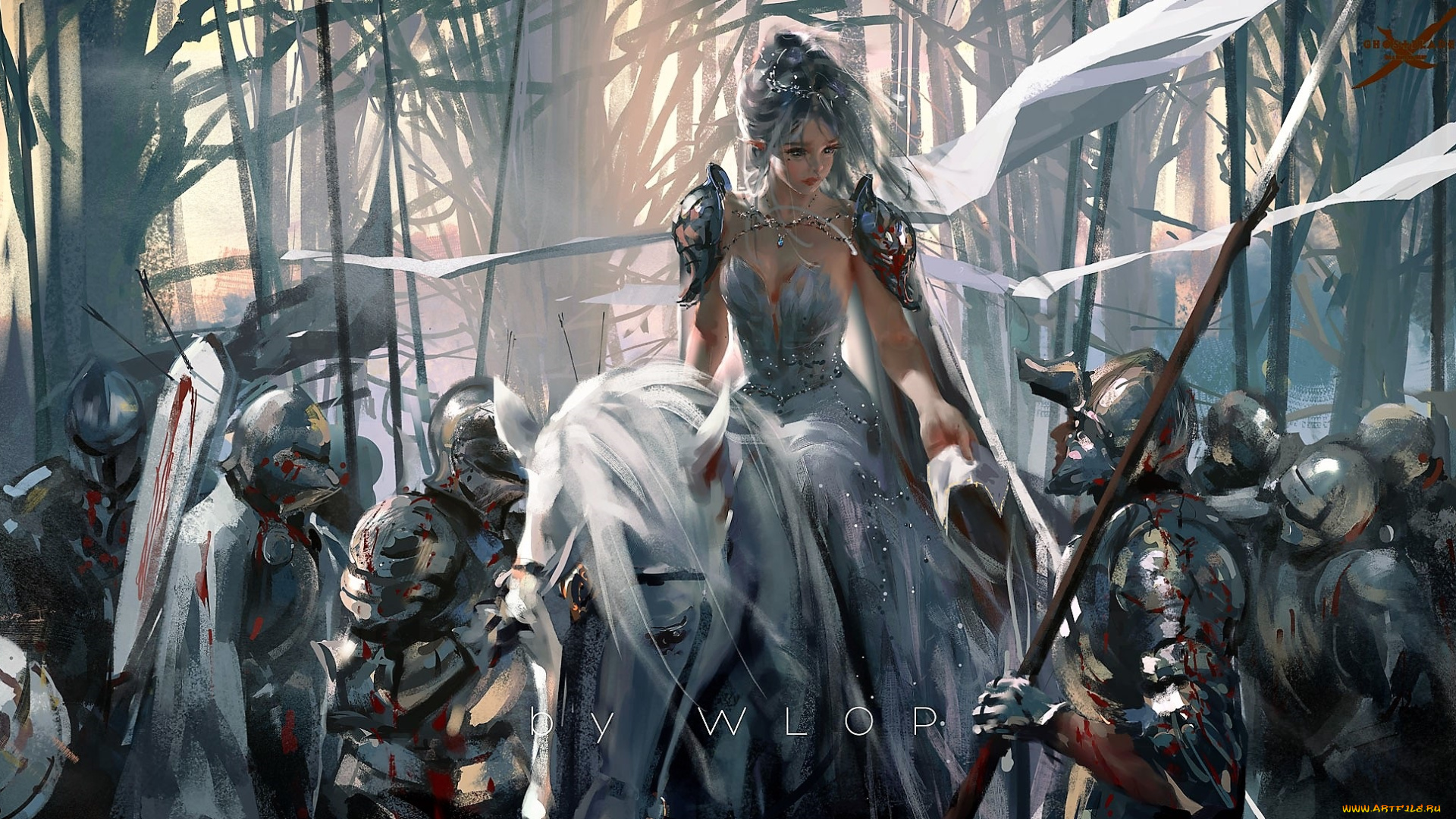 фэнтези, _ghost, blade, , , призрачный, клинок, девушка, всадница, рыцари