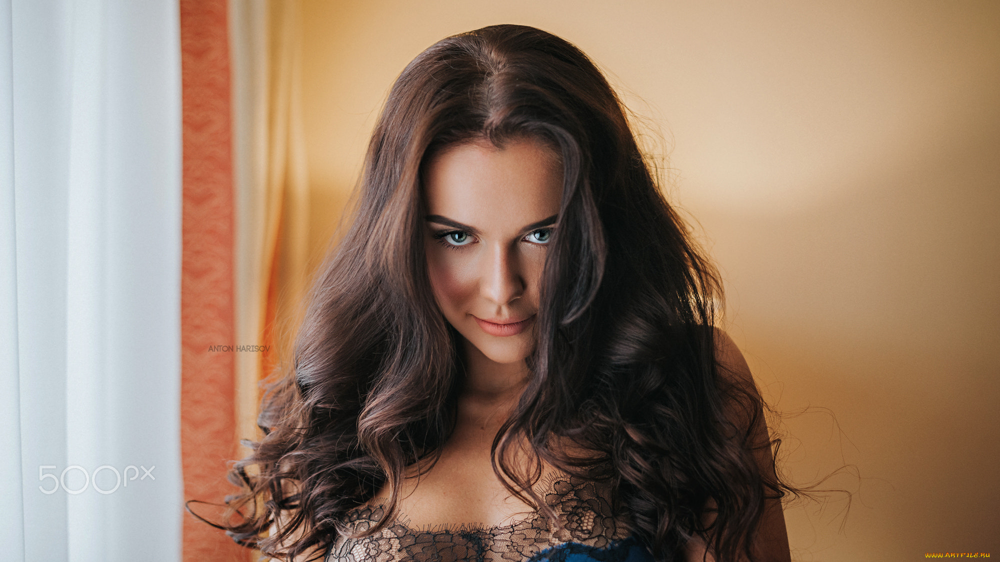 девушки, -, брюнетки, , шатенки, брюнетки, длинные, волосы, волнистые, голубые, глаза, чувственный, взгляд, лицо, антон, харисов, елизавета, ситцева