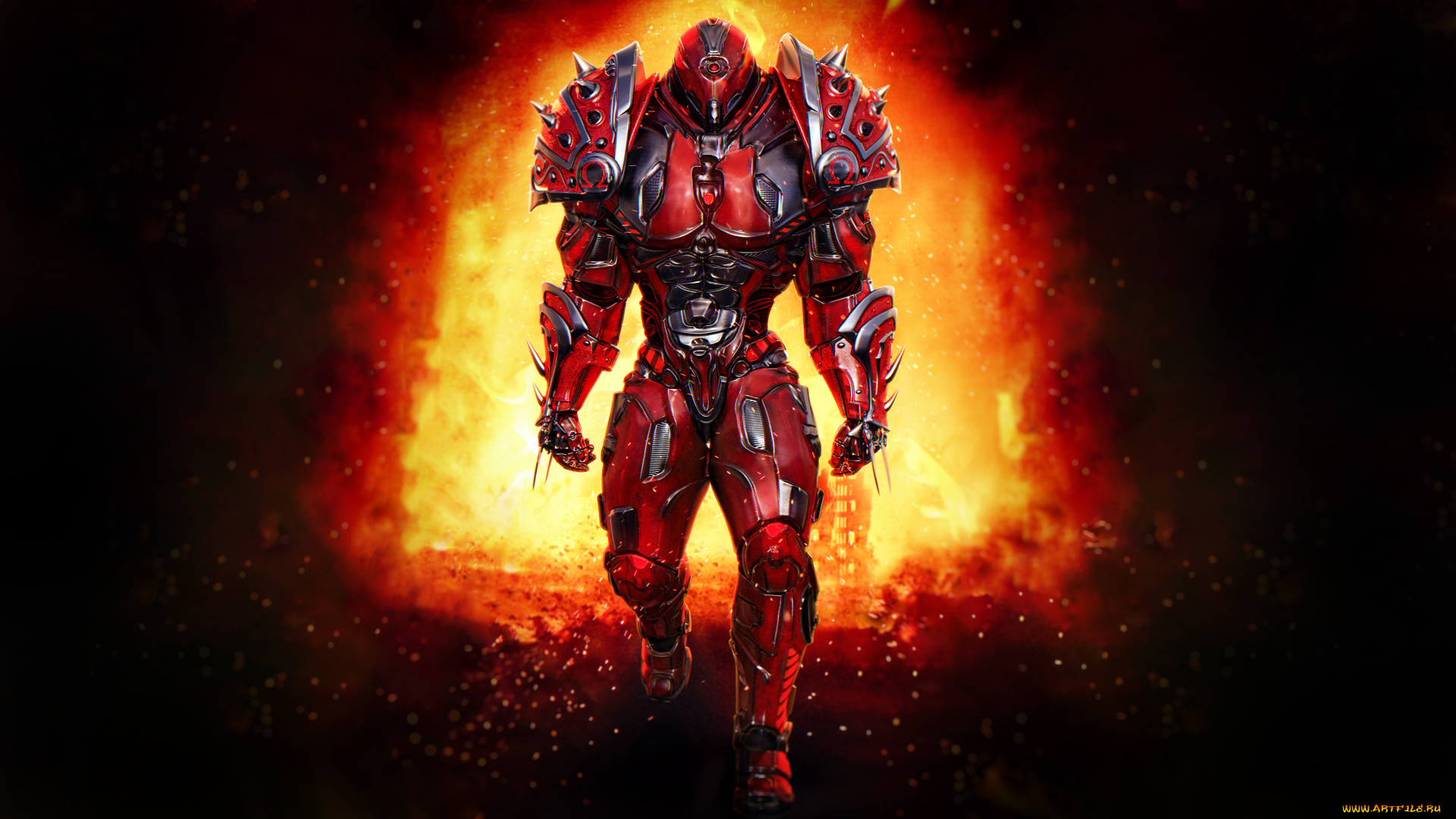 фэнтези, роботы, , киборги, , механизмы, огонь, робот