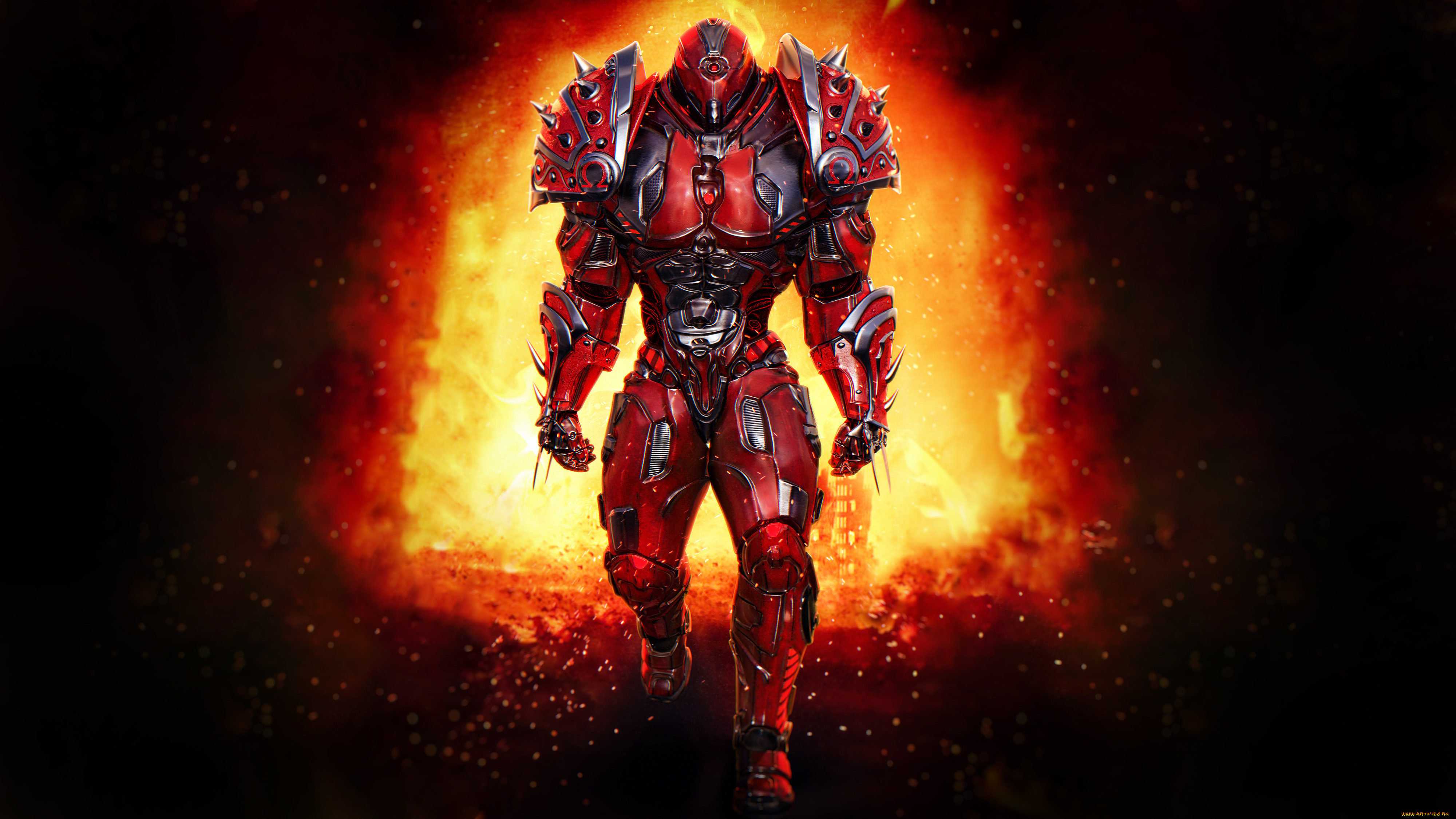 фэнтези, роботы, , киборги, , механизмы, огонь, робот