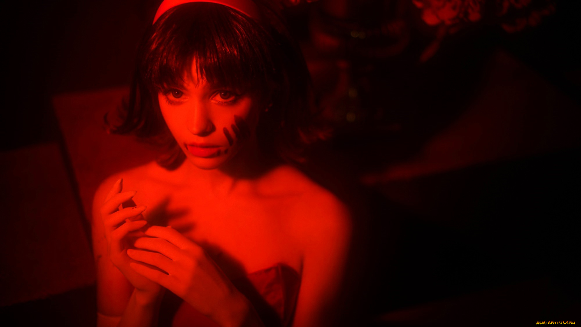 девушки, tenletters, образ, костюм, косплей, красный, свет