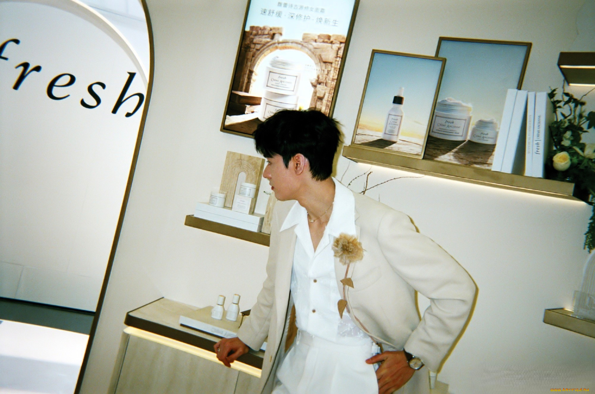 мужчины, gong, jun, |, simon, gong, актер, пиджак, цветок, постеры, косметика