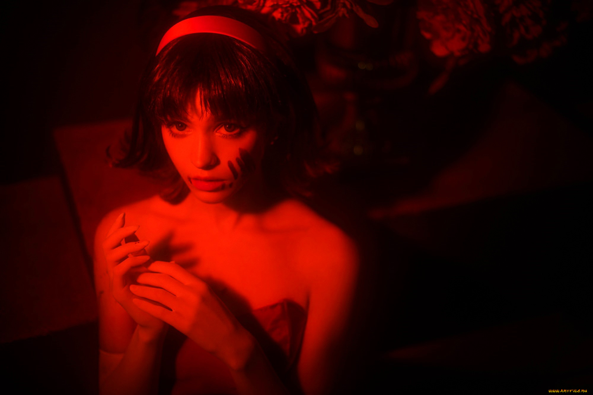 девушки, tenletters, образ, костюм, косплей, красный, свет