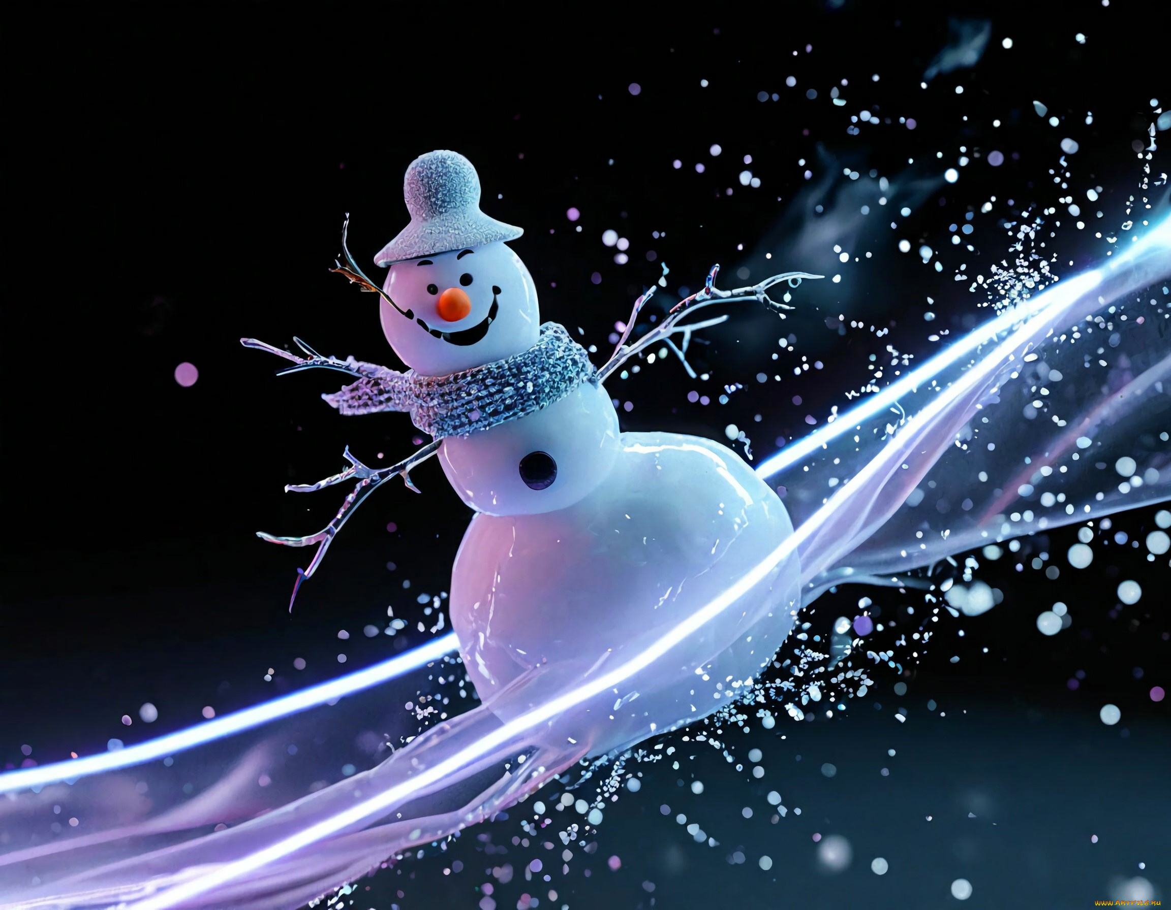 праздничные, снеговики, снеговик, волна
