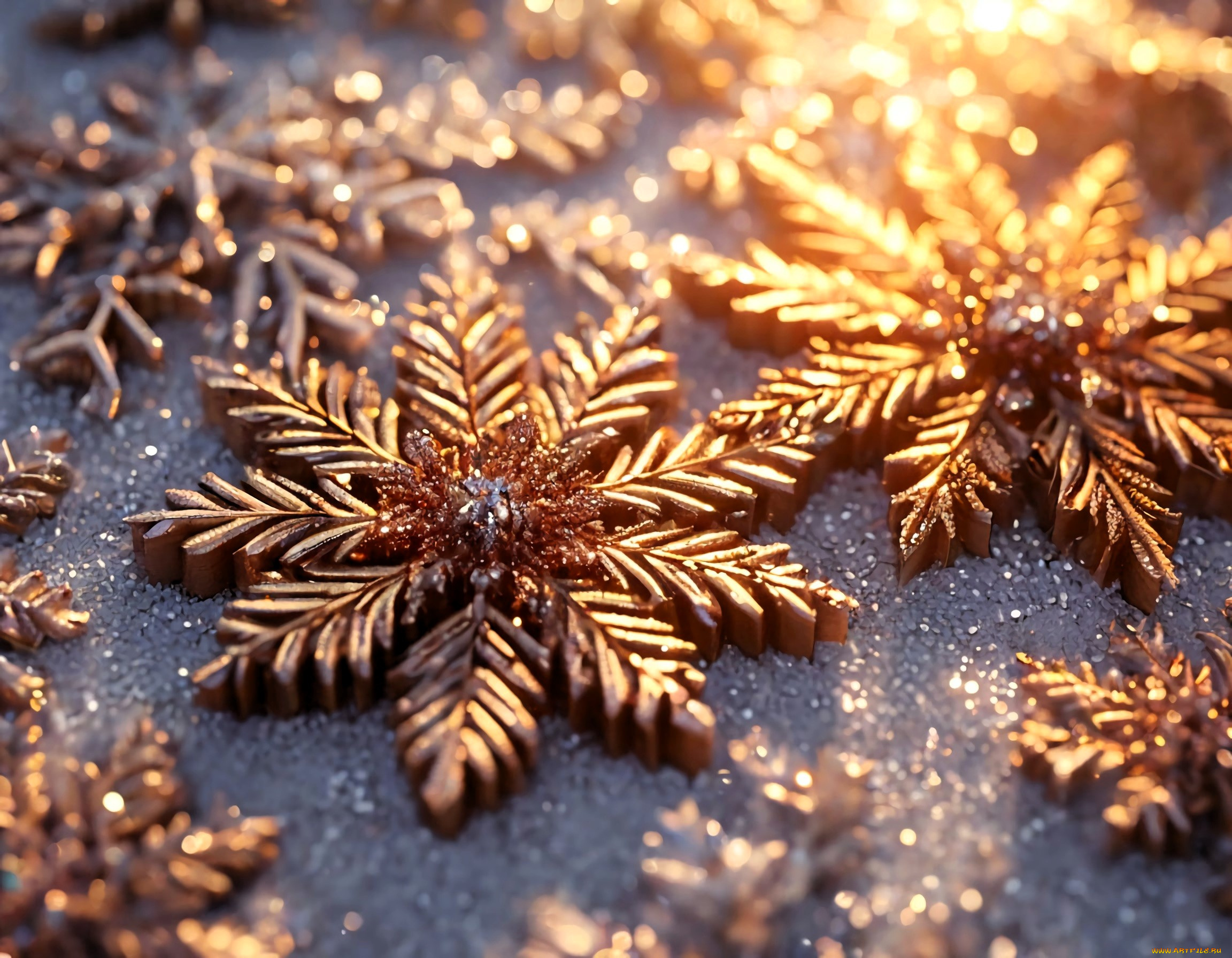 праздничные, снежинки, и, звёздочки, снежинки, снег