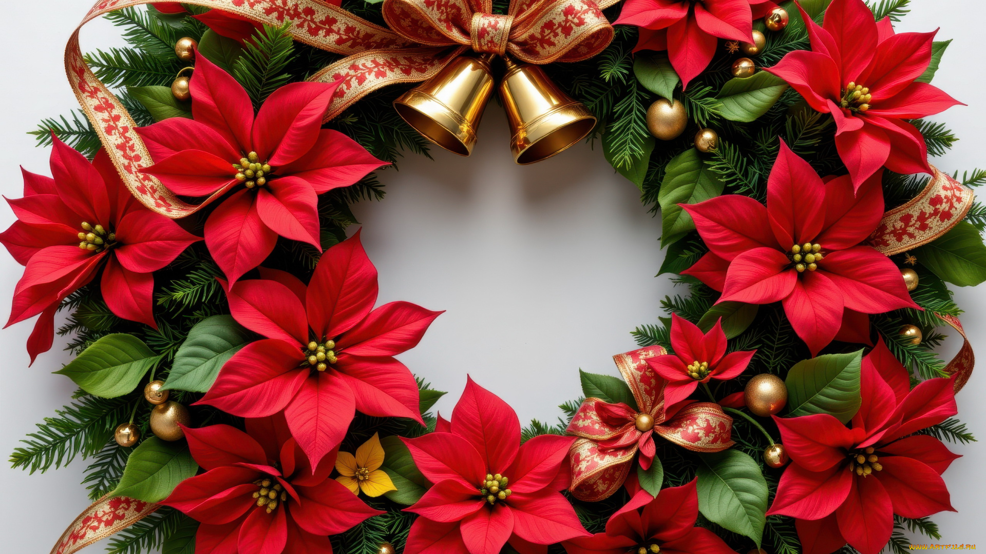 автор, wp, stl, 3д, графика, праздники, , holidays, рождественский, венок, банты, колокольчики