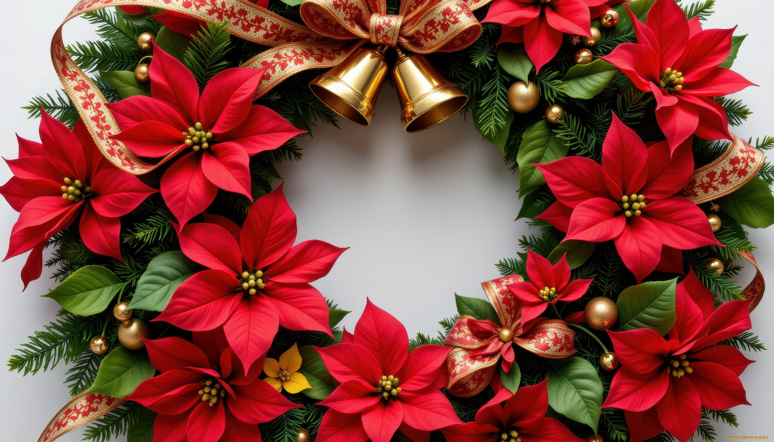 автор, wp, stl, 3д, графика, праздники, , holidays, рождественский, венок, банты, колокольчики