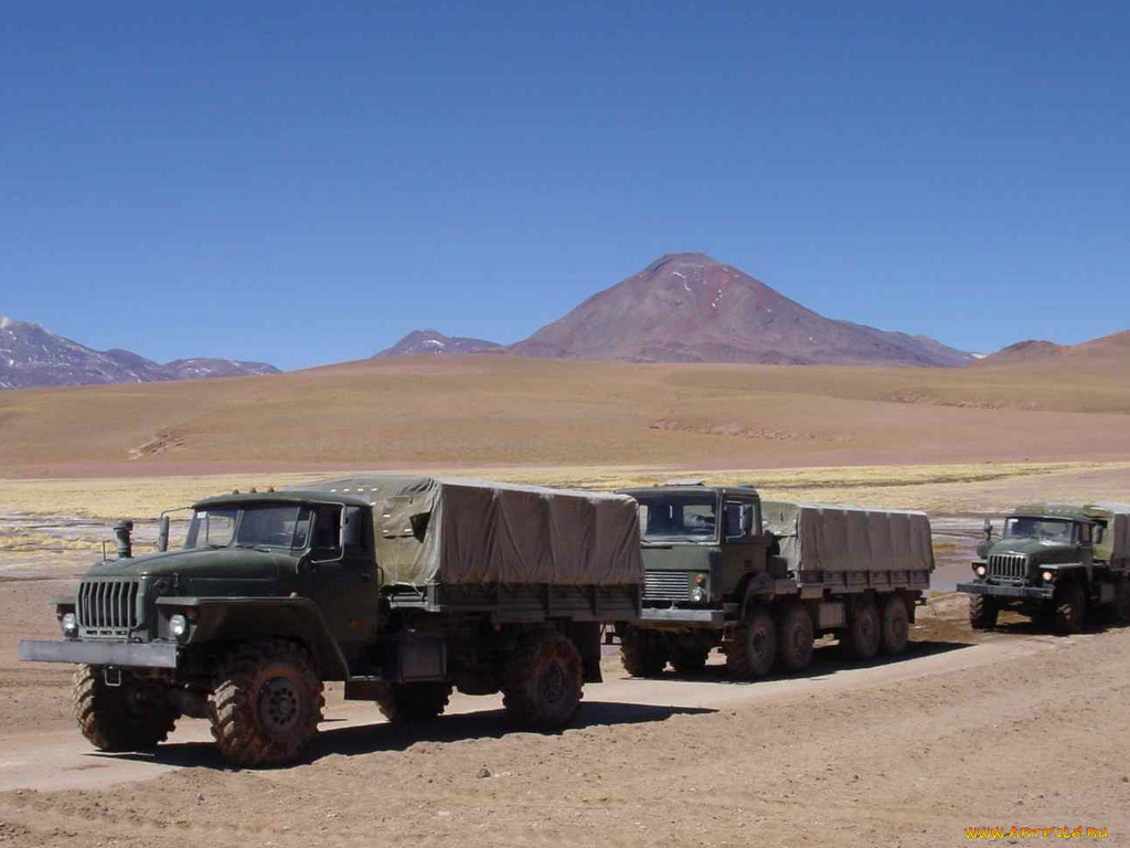 автомобили, урал, пустыня