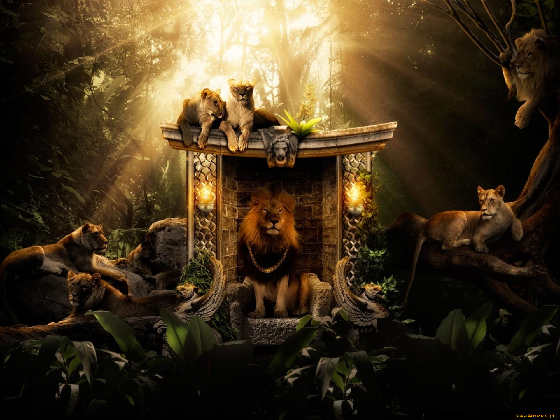 3д, графика, animals, животные, львы