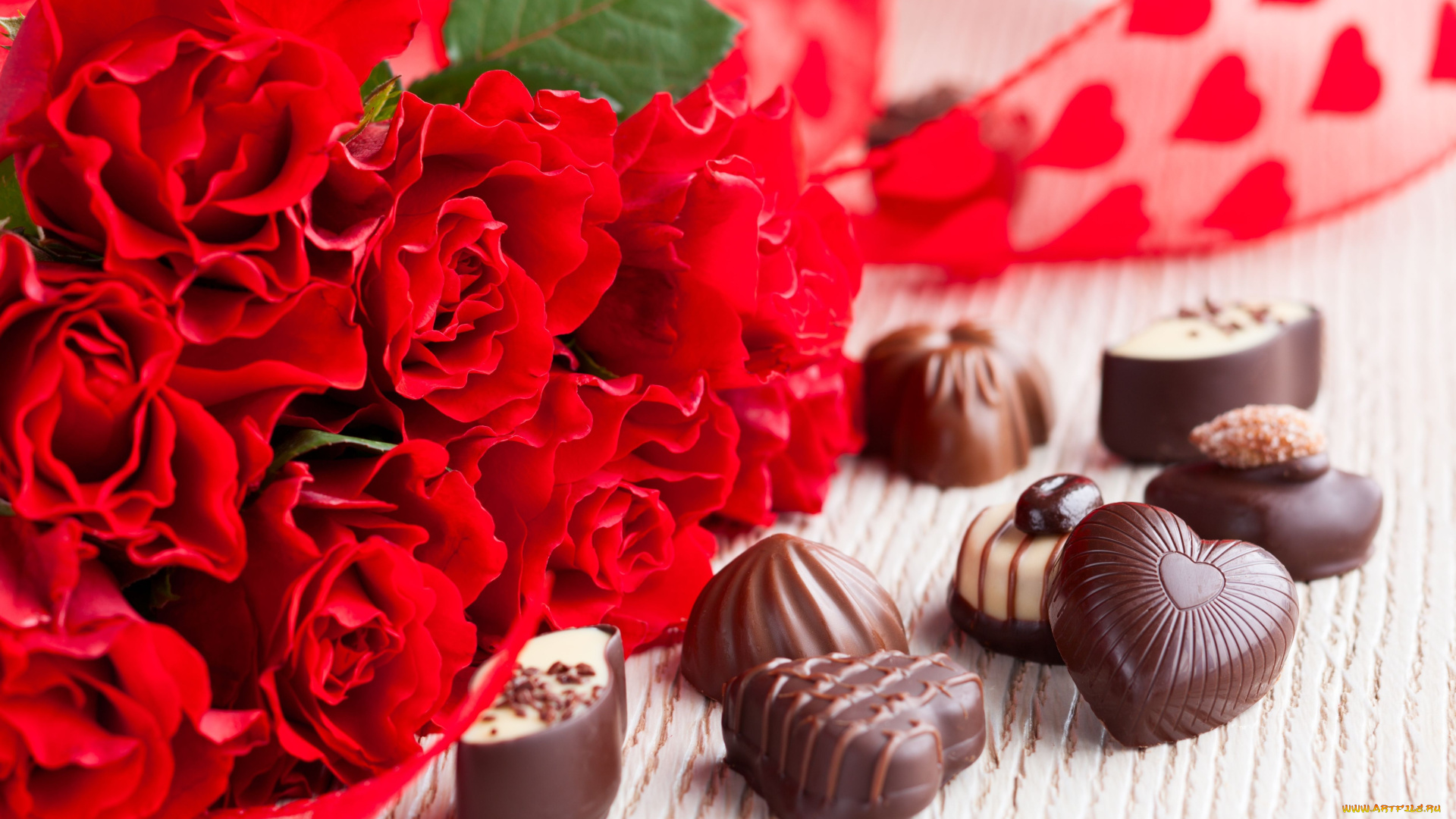 еда, конфеты, шоколад, сладости, цветы, розы