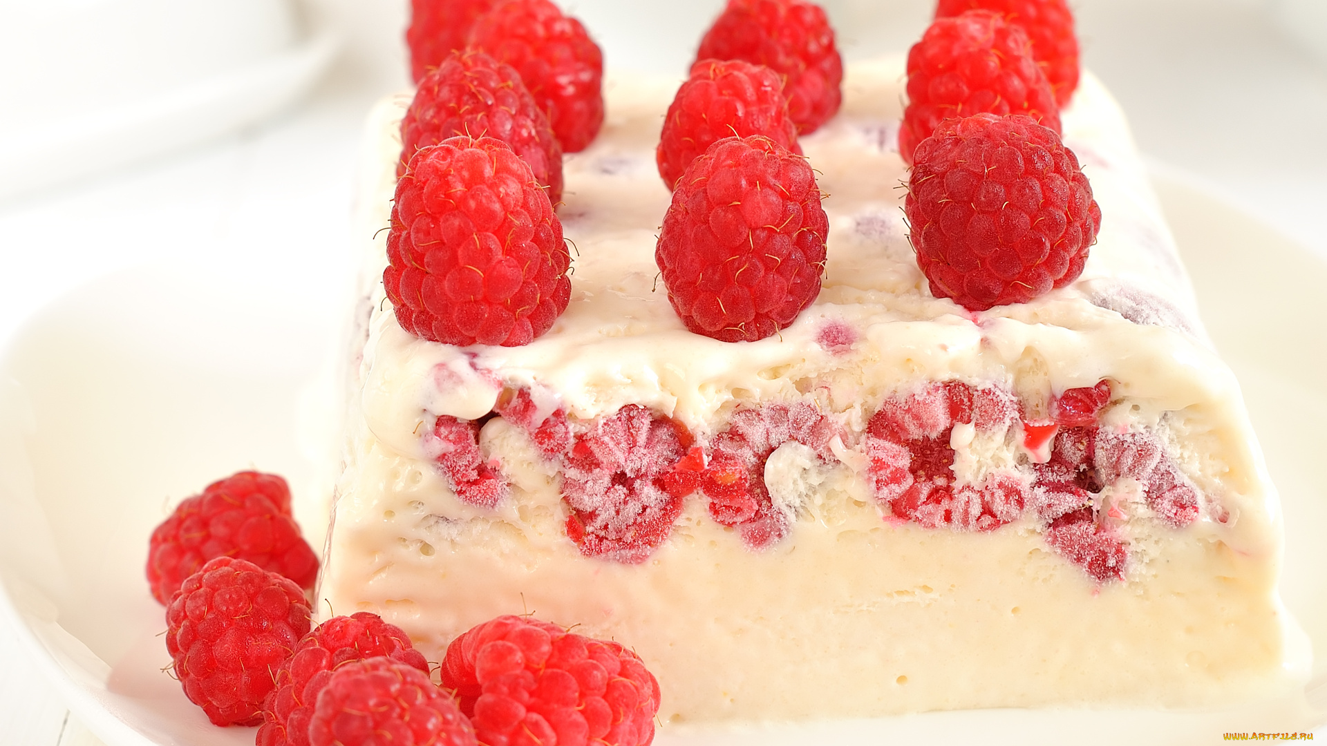 еда, мороженое, десерты, малина, десерт, семифредо