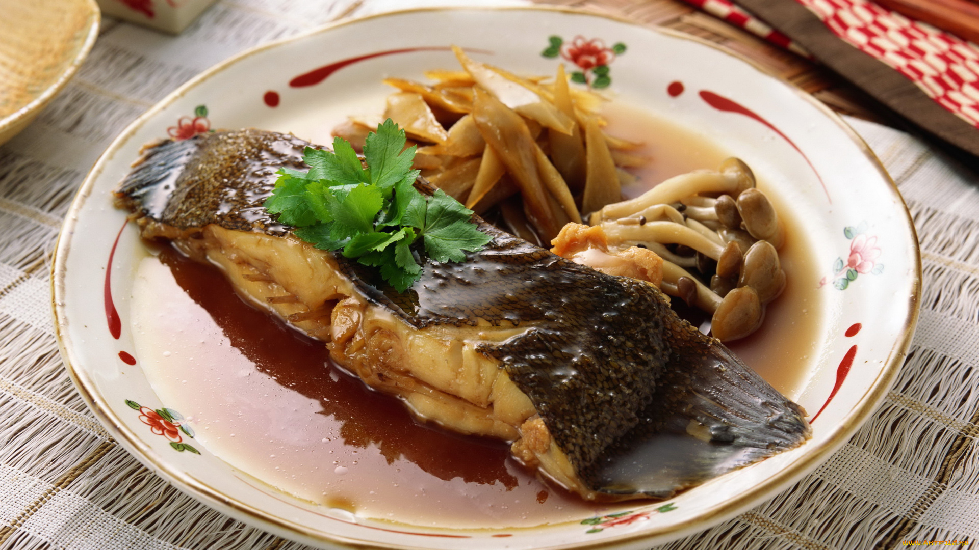 еда, рыбные, блюда, морепродуктами, рыба, зелень