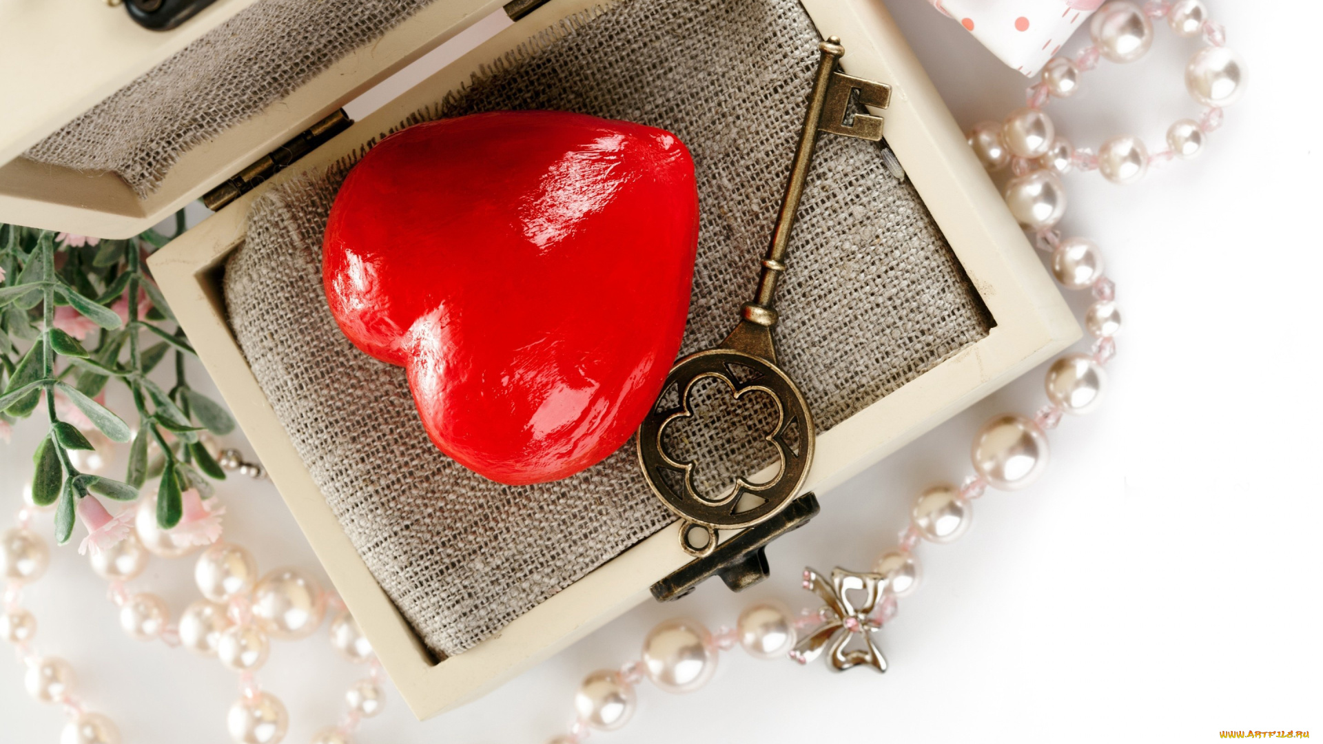 праздничные, день, св, валентина, сердечки, любовь, сердечко, шкатулка, ключ, бусы