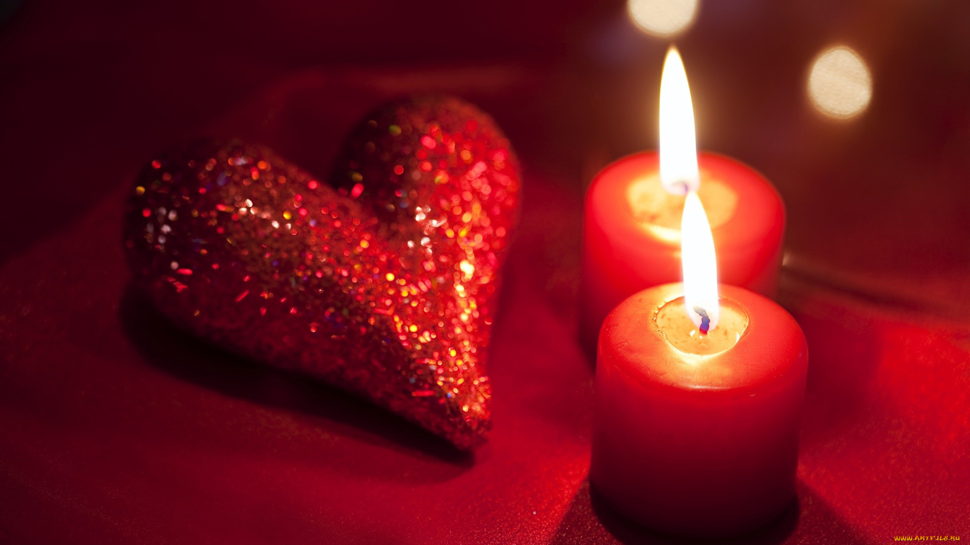 праздничные, день, св, валентина, сердечки, любовь, свечи, сердце