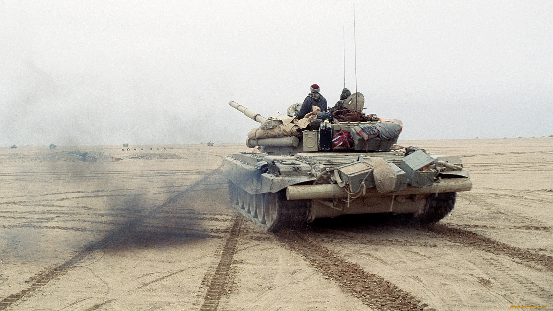 техника, военная, степь, танк, марш