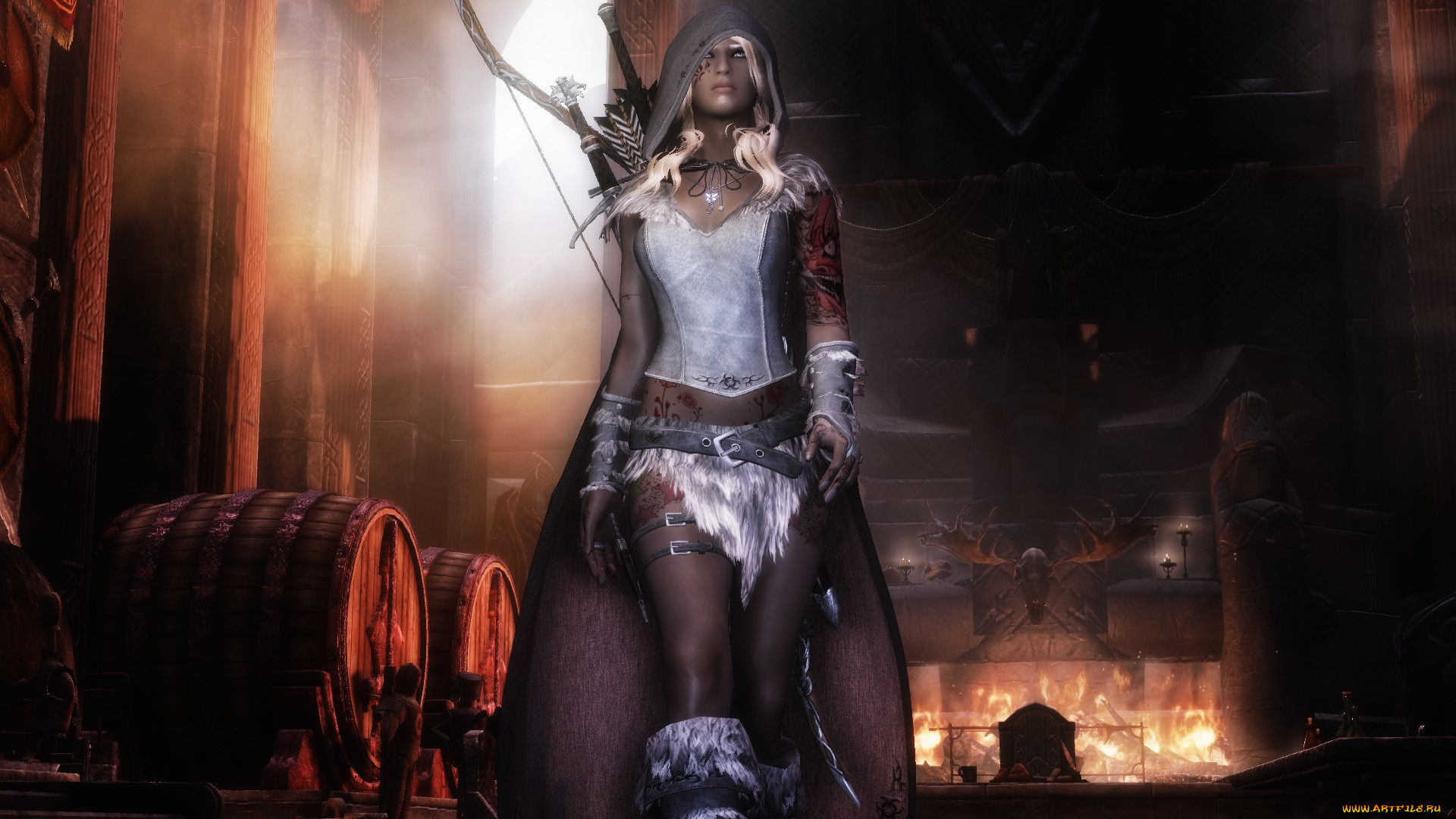 the, elder, scrolls, skyrim, видео, игры, оружие, амазонка, плащ