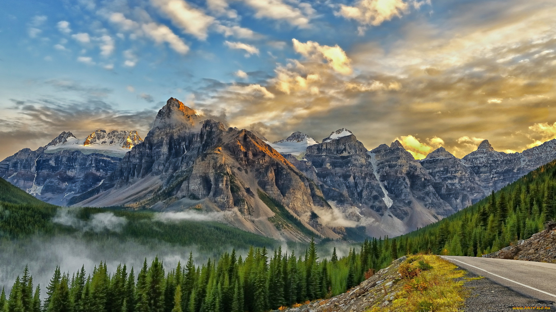 valley, of, the, ten, peaks, banff, national, park, canada, природа, горы, mount, babel, банф, канада, лес, дорога