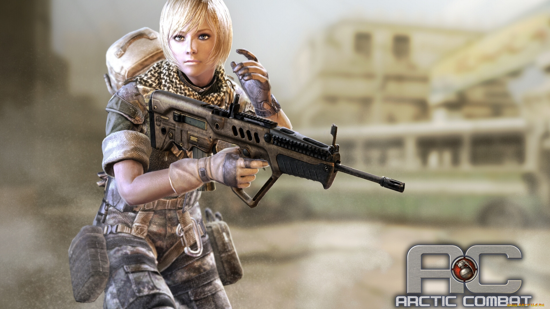 arctic, combat, видео, игры, -, arctic, combat, девушка, автомат, оружие, солдат