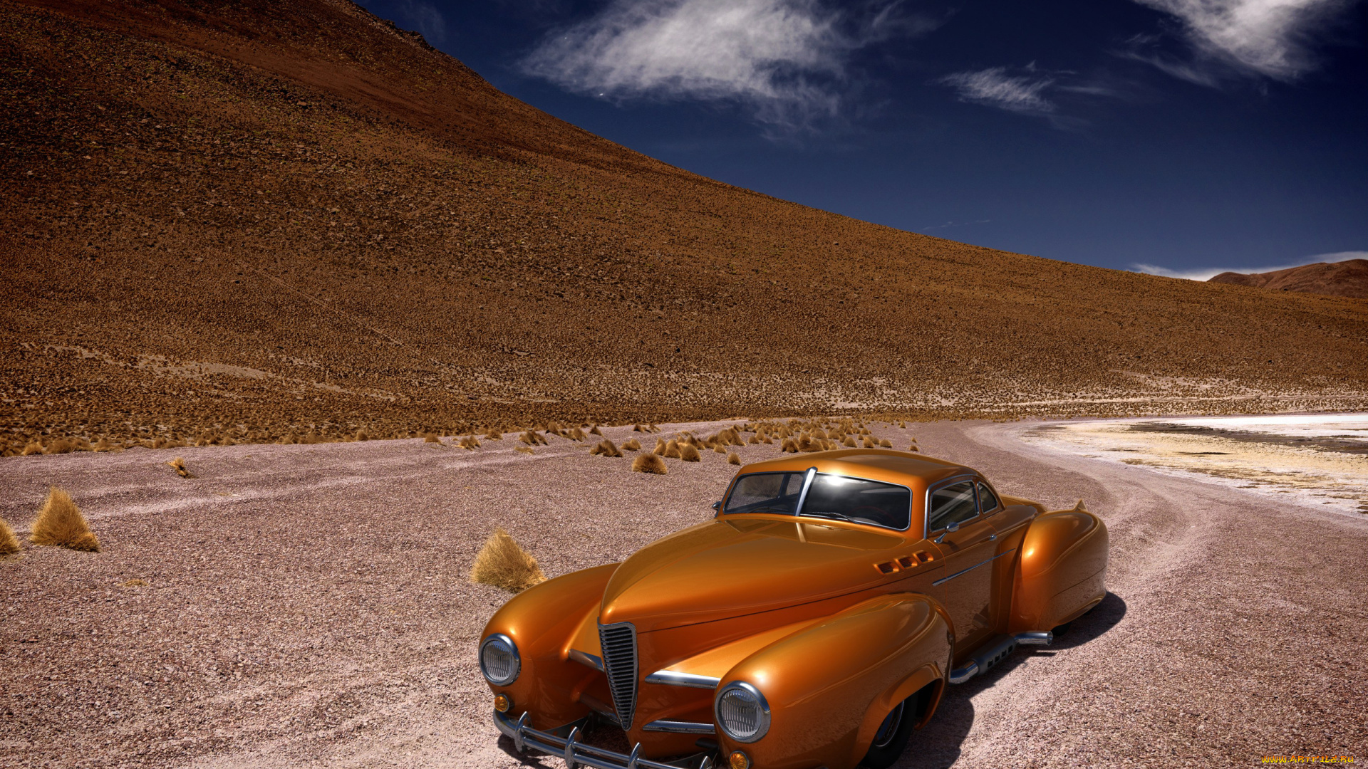 автомобили, 3д, 3d, mountains, classic, car