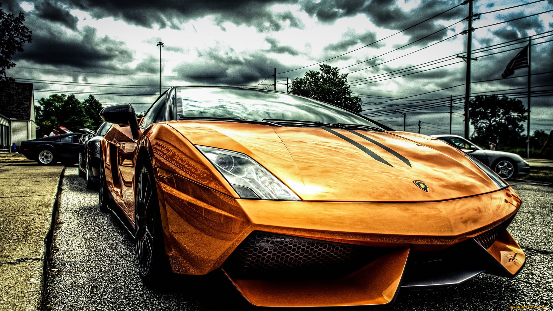 автомобили, выставки, и, уличные, фото, lamborghini, gallardo, lp570-4, оранжевый