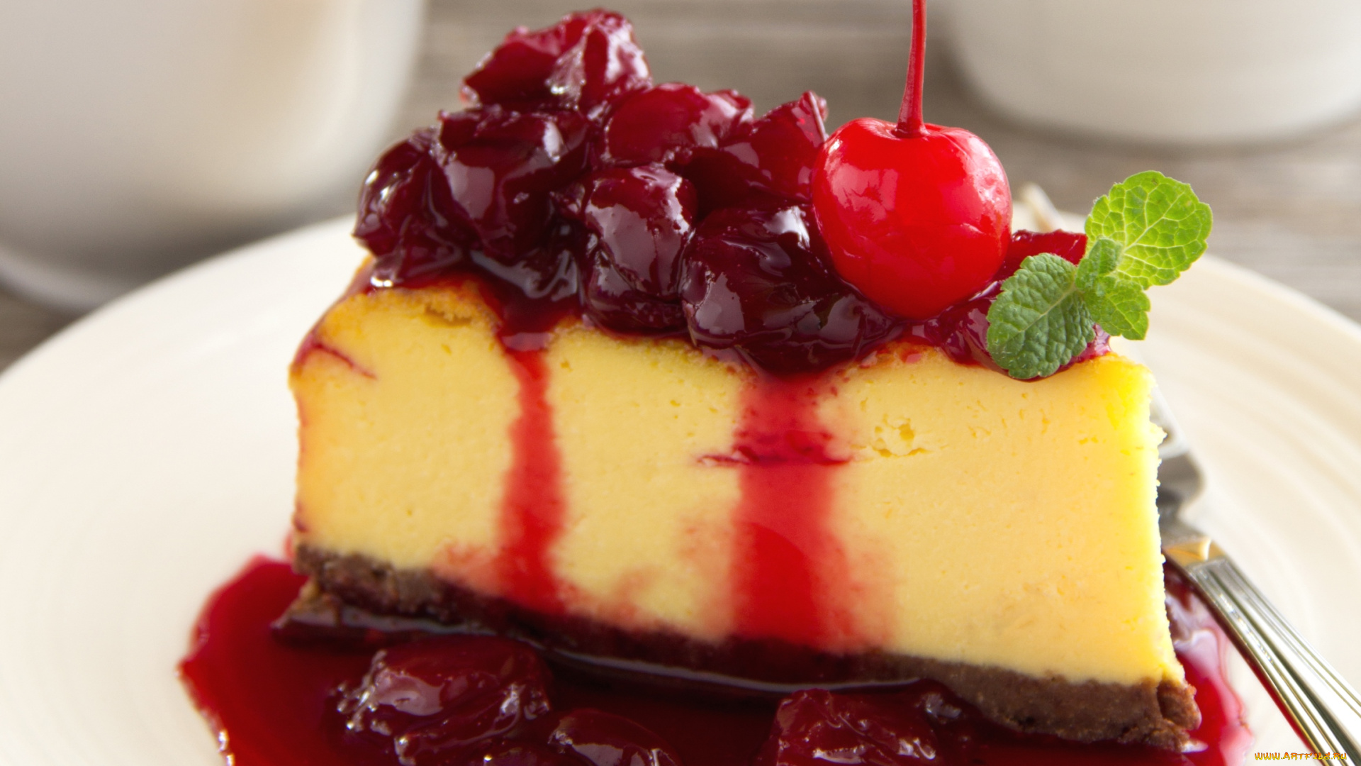 еда, торты, чизкейк, вишни