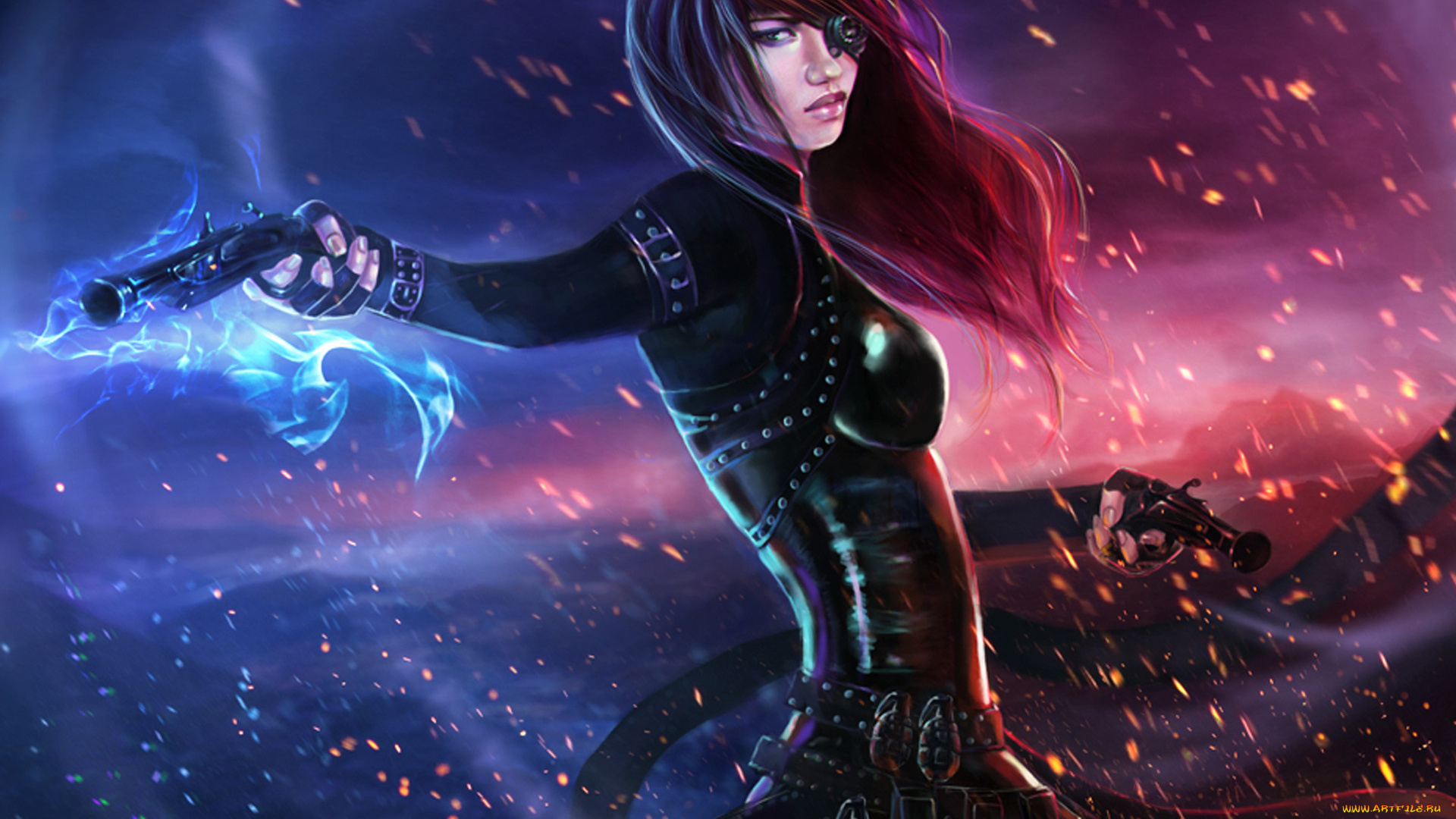 фэнтези, девушки, девушка, пистолеты, подсумок, гранаты