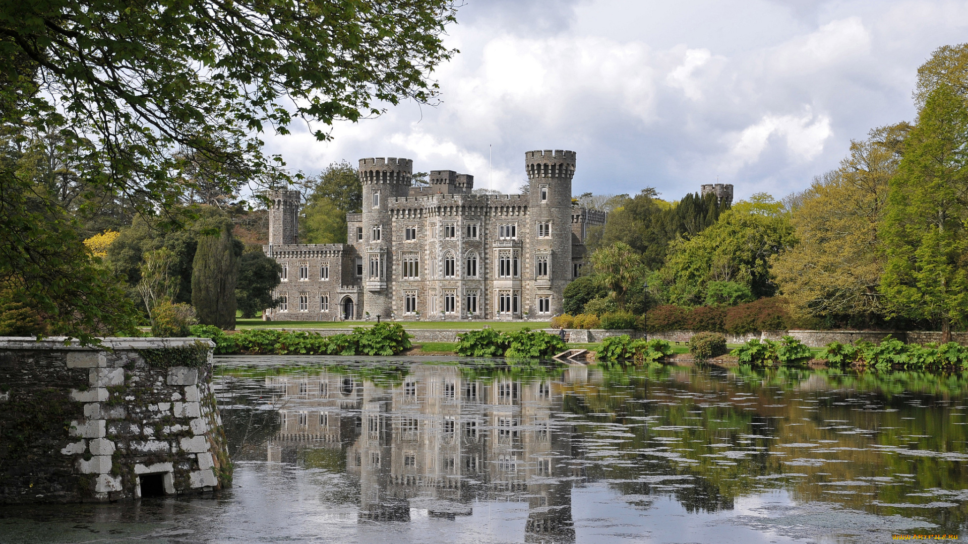 johnstown, castle, -, wexford, города, -, дворцы, , замки, , крепости, парк, пруд, замок