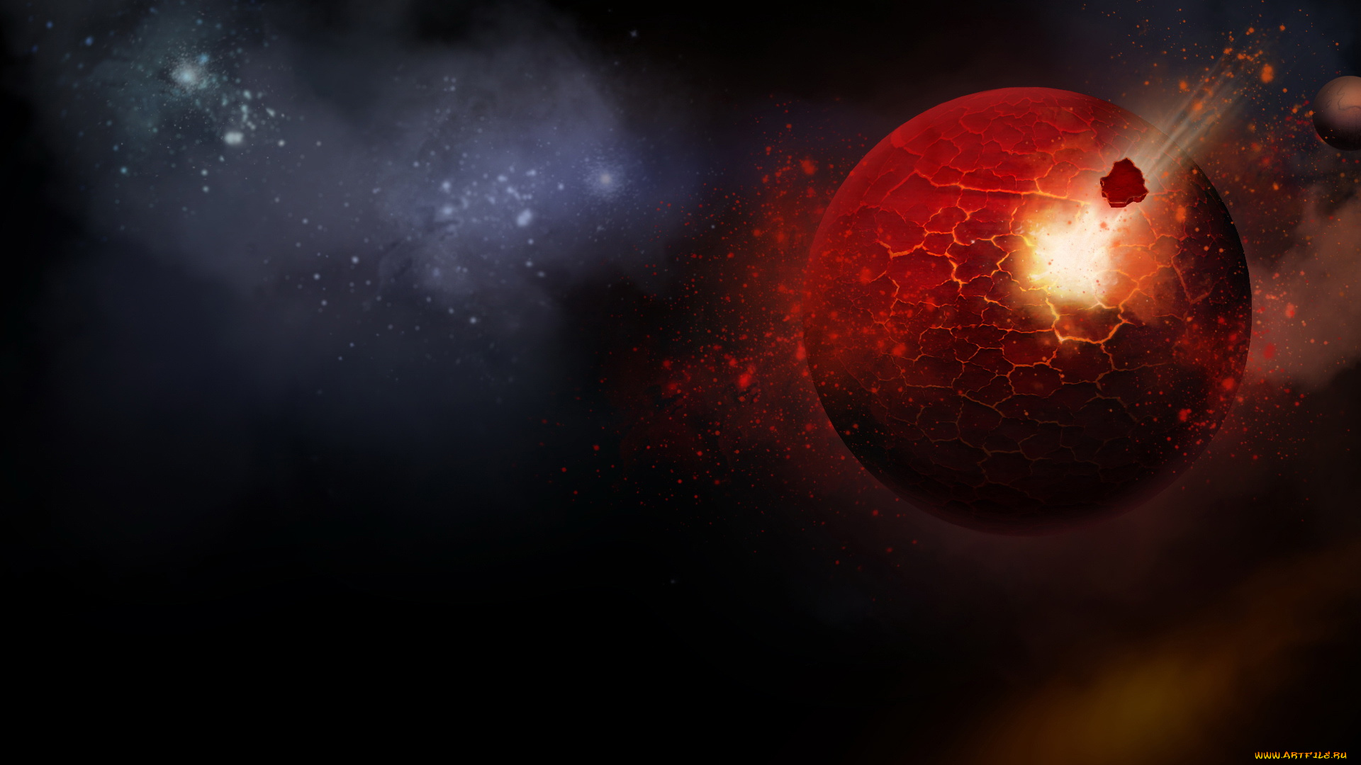 космос, арт, планета, разлом