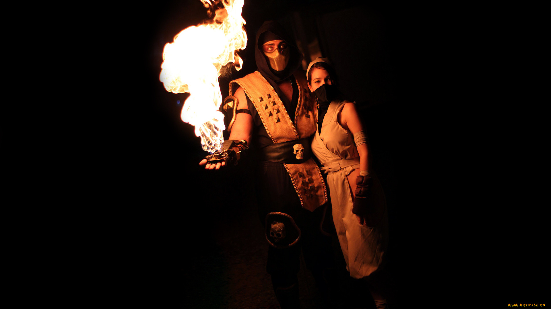 mortal, kombat, видео, игры, mortal, kombat, , 2011, косплей, девушка, fire, mask, ninja, scorpion, mortal, kombat