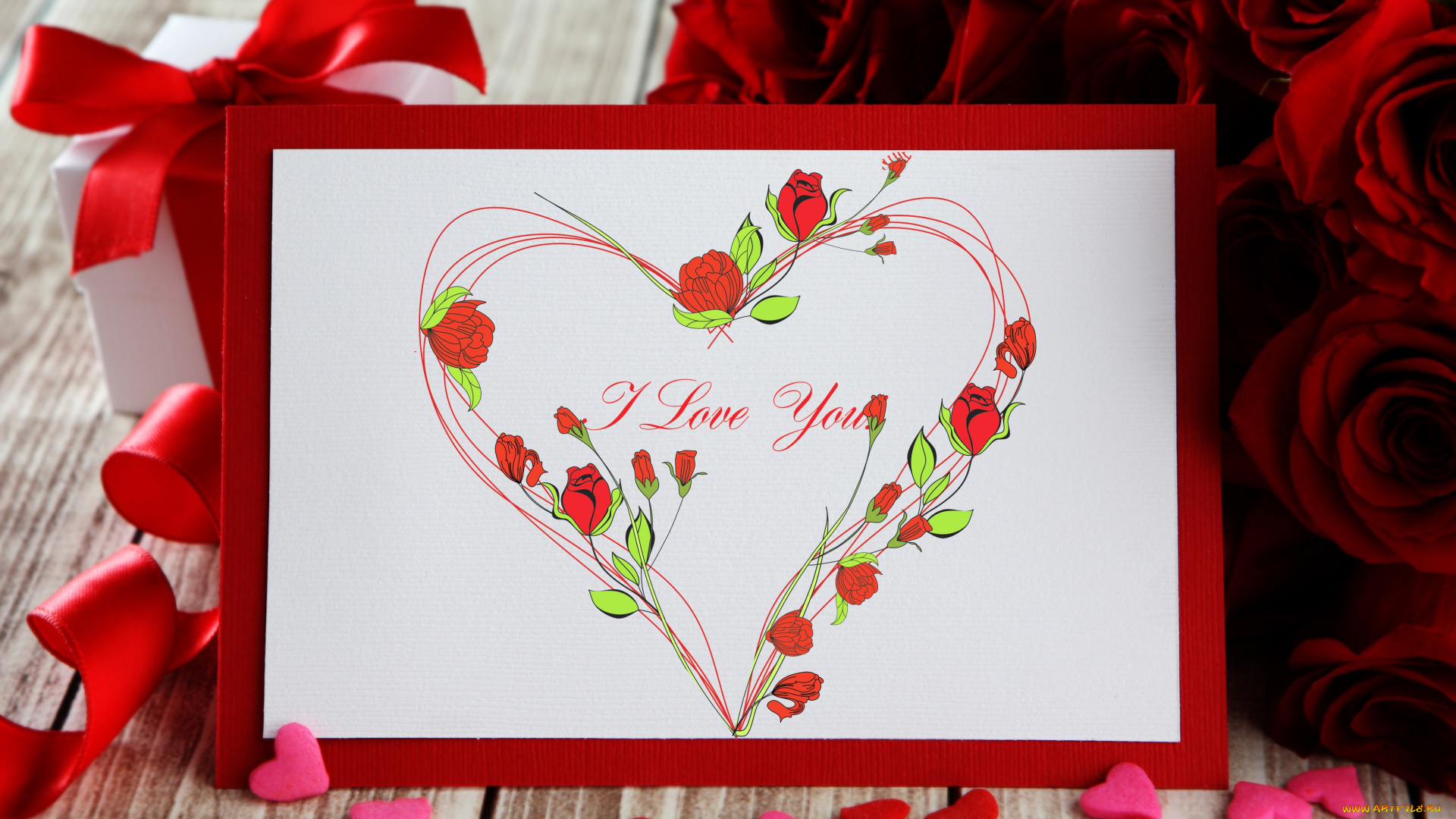 праздничные, день, святого, валентина, , сердечки, , любовь, цветы, сердечко
