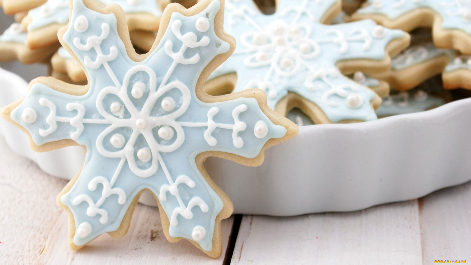 праздничные, угощения, снежинки, блюдо, печенье, пряники