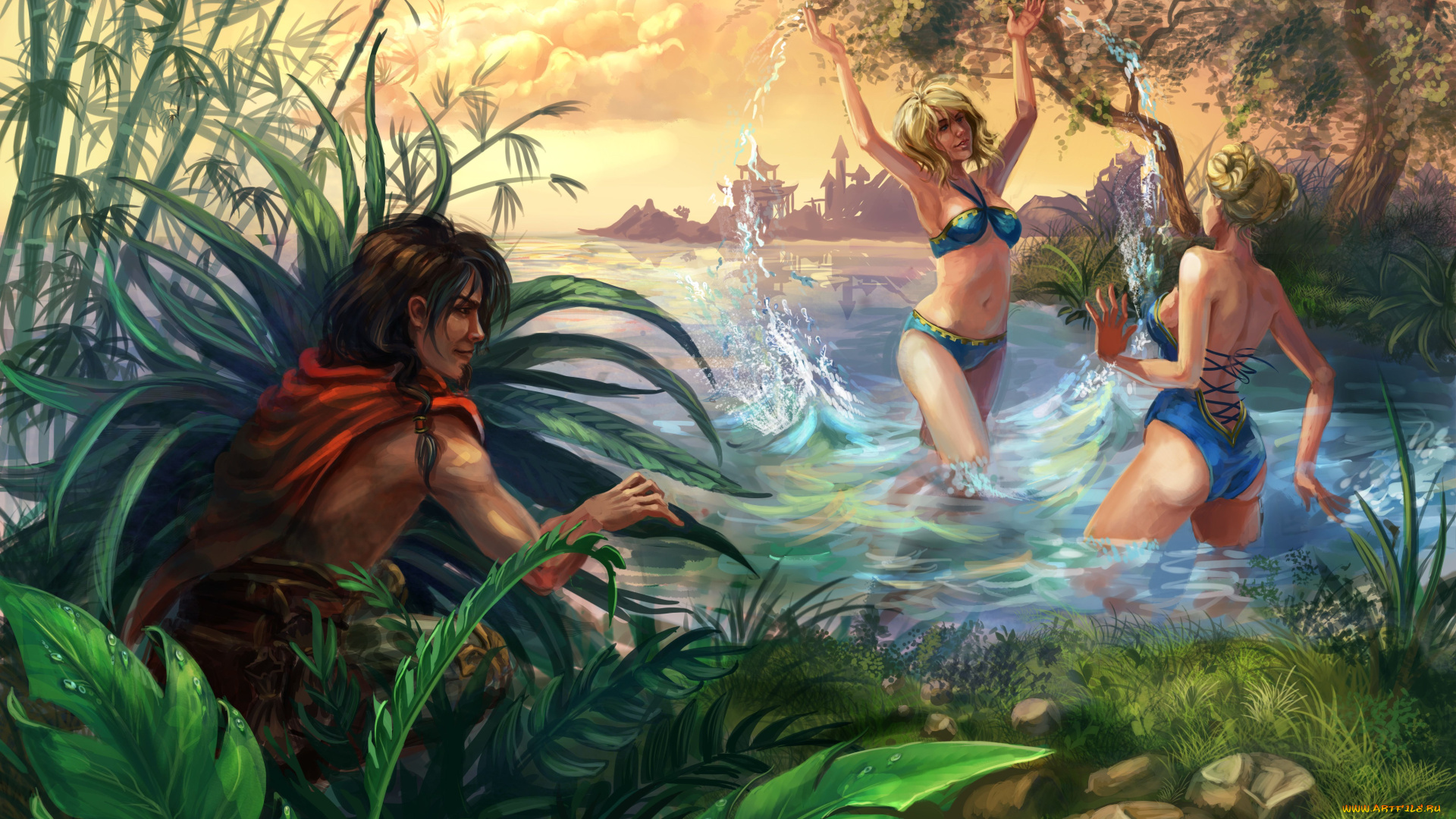 prime, world, видео, игры, купание, парень, prime, world, девушки