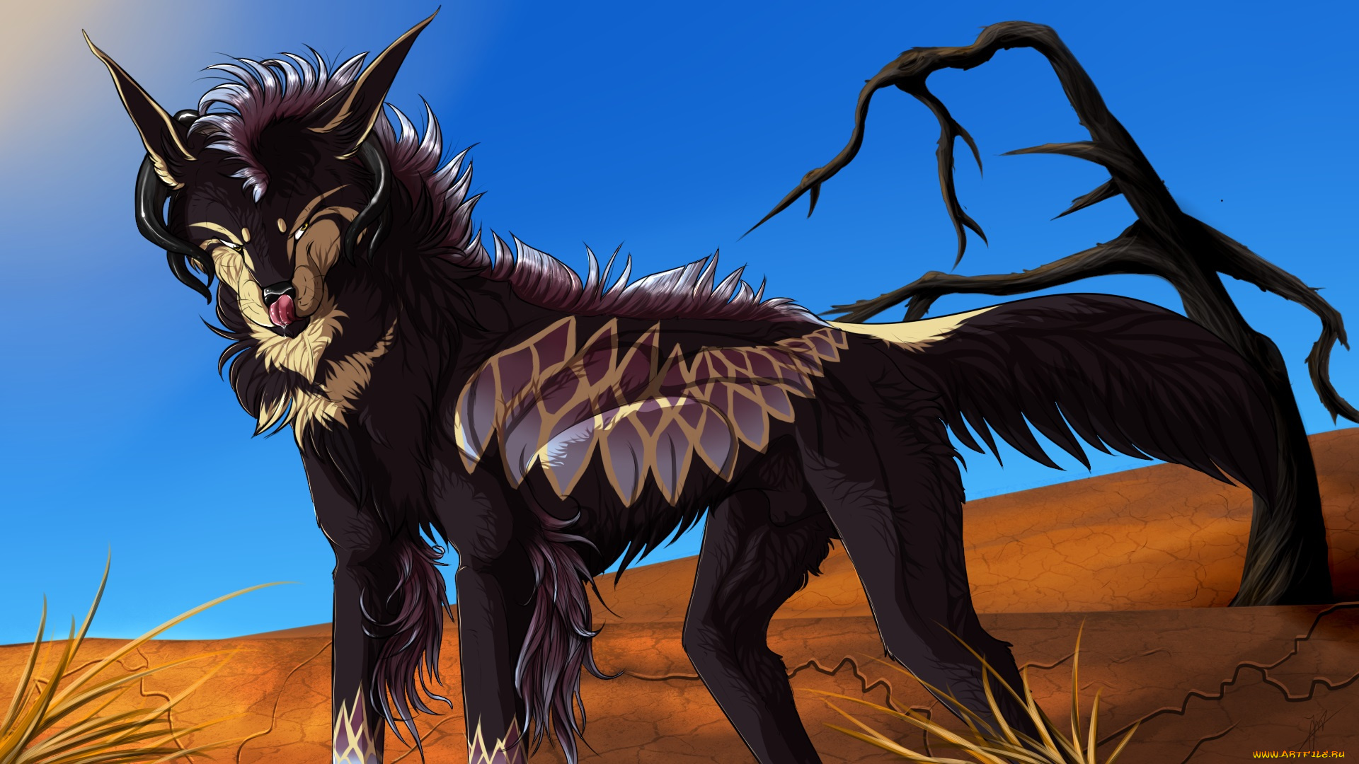 рисованные, животные, , сказочные, , мифические, волк