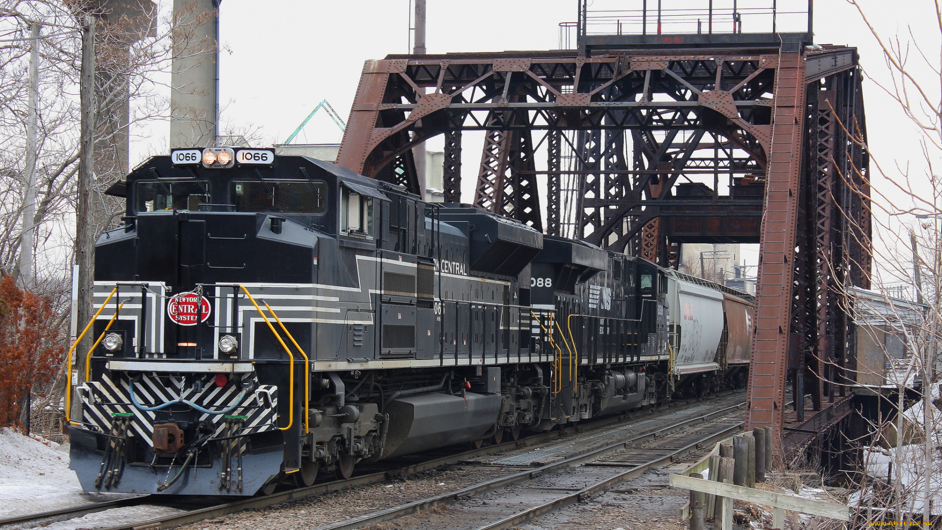 техника, поезда, железная, дорога, локомотив, рельсы, мост, вагоны