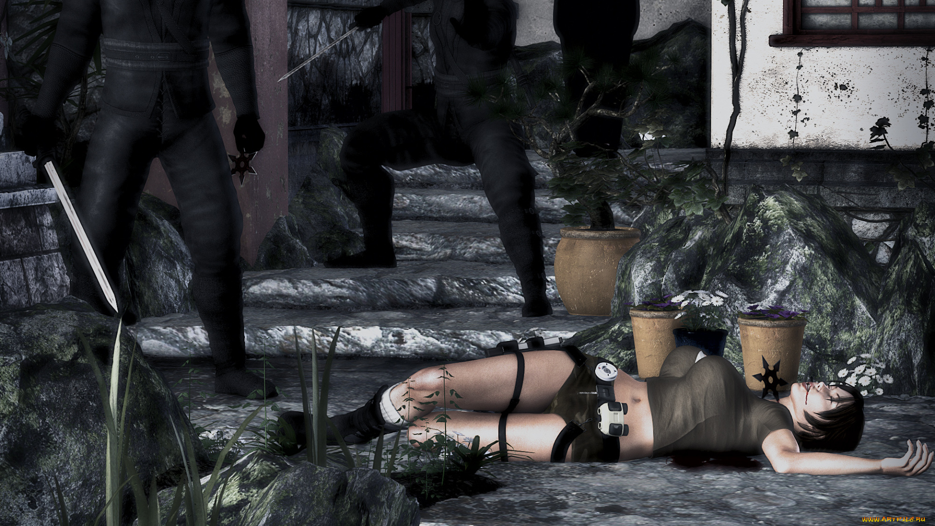 unconscious, poser, 3д, графика, fantasy, , фантазия, девушка, ниндзя