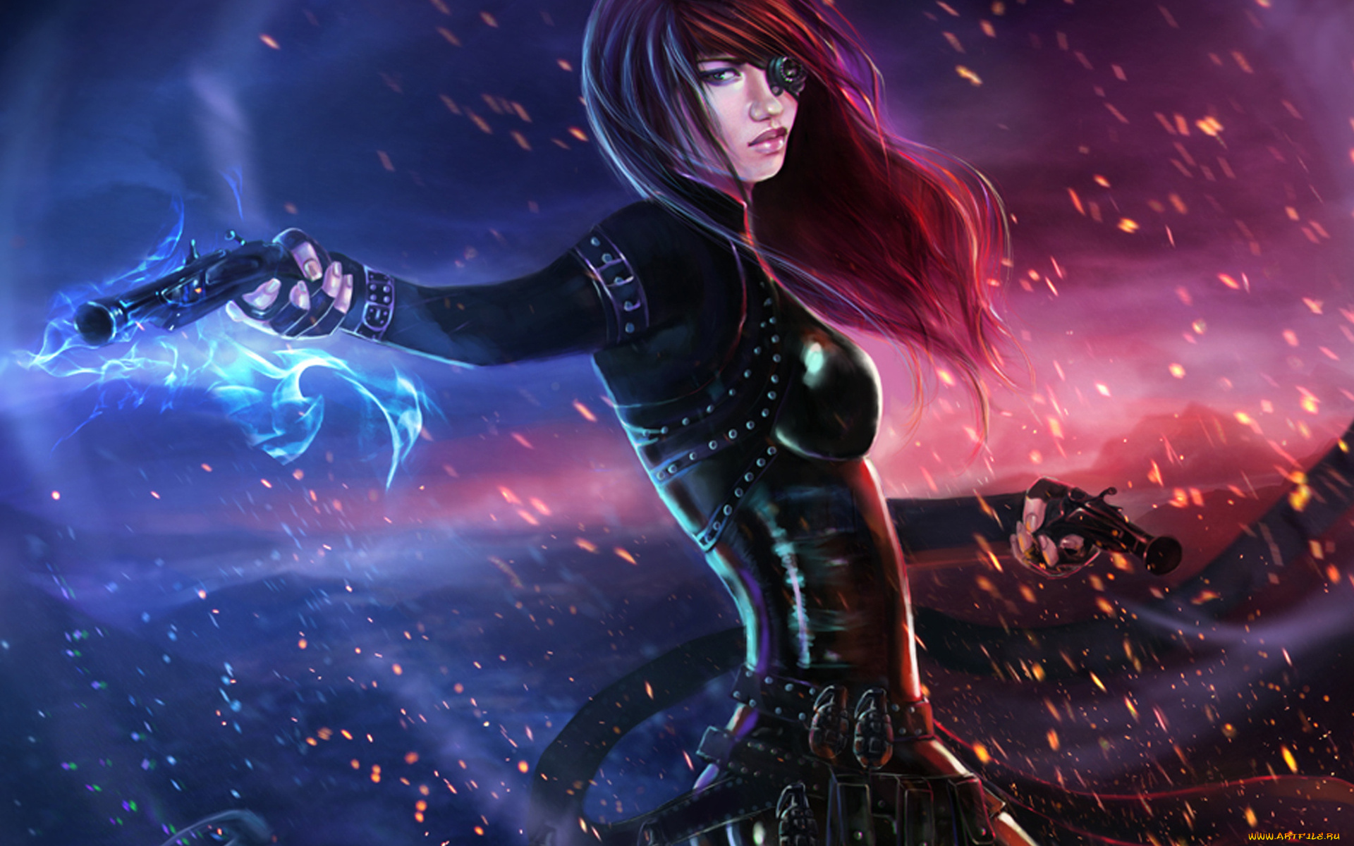 фэнтези, девушки, девушка, пистолеты, подсумок, гранаты