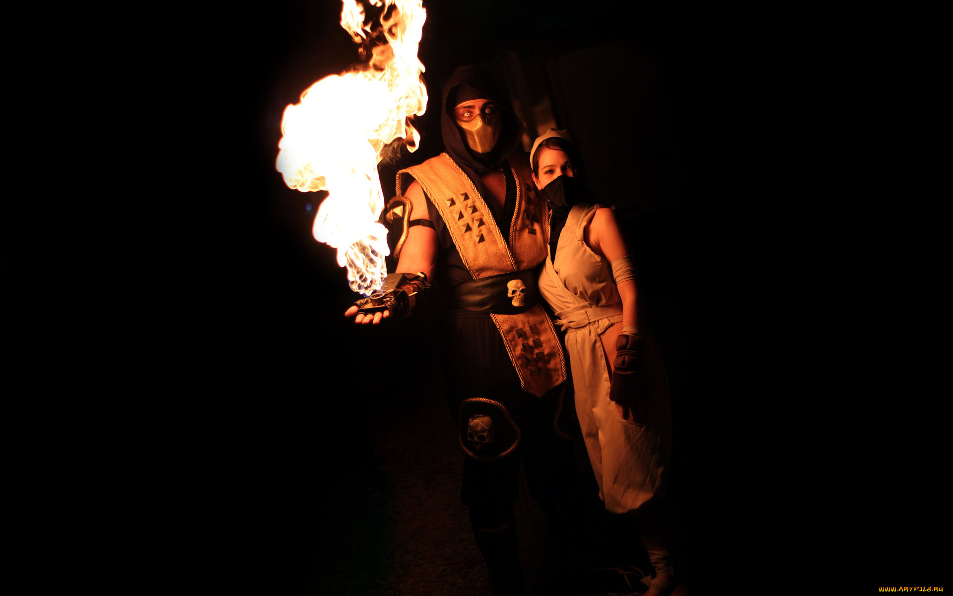 mortal, kombat, видео, игры, mortal, kombat, , 2011, косплей, девушка, fire, mask, ninja, scorpion, mortal, kombat