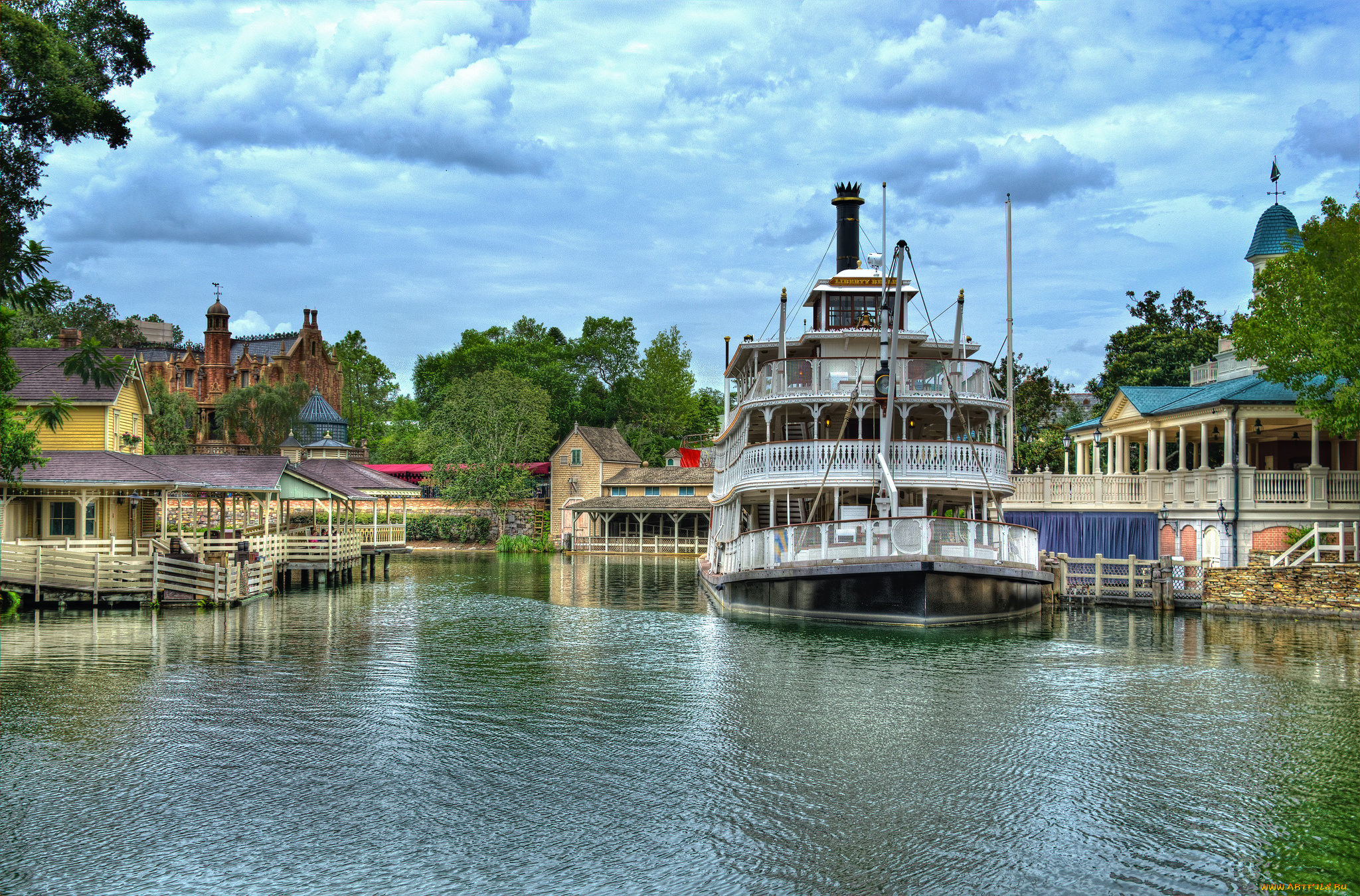 корабли, пароходы, пароход, колесный, река