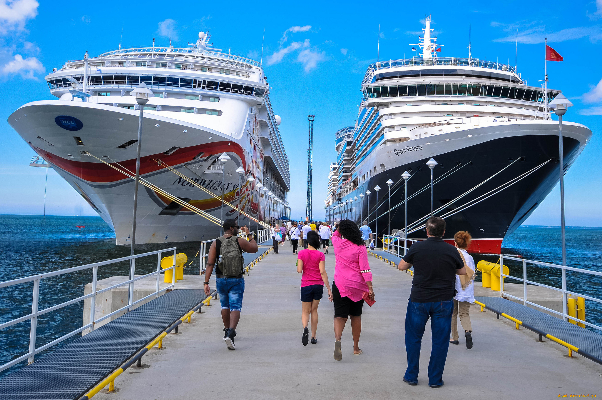 norwegian, sun, , , queen, victoria, корабли, лайнеры, причал, круиз, стоянка