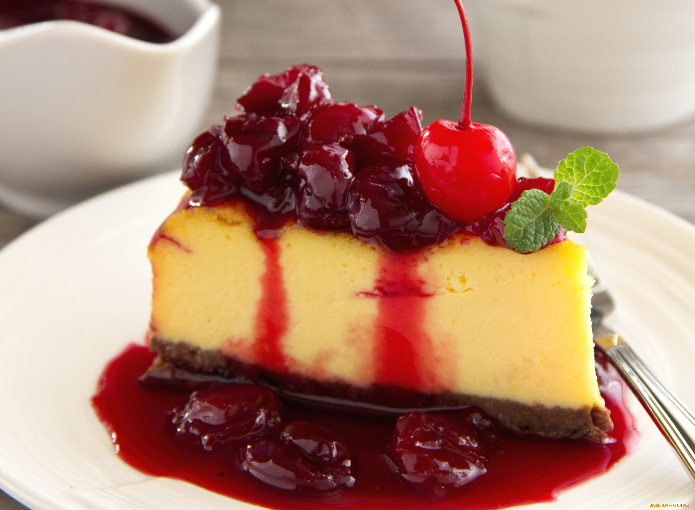 еда, торты, чизкейк, вишни
