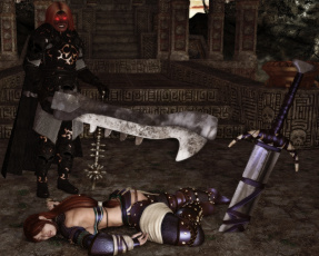 Картинка 3д+графика fantasy+ фантазия девушка существо меч